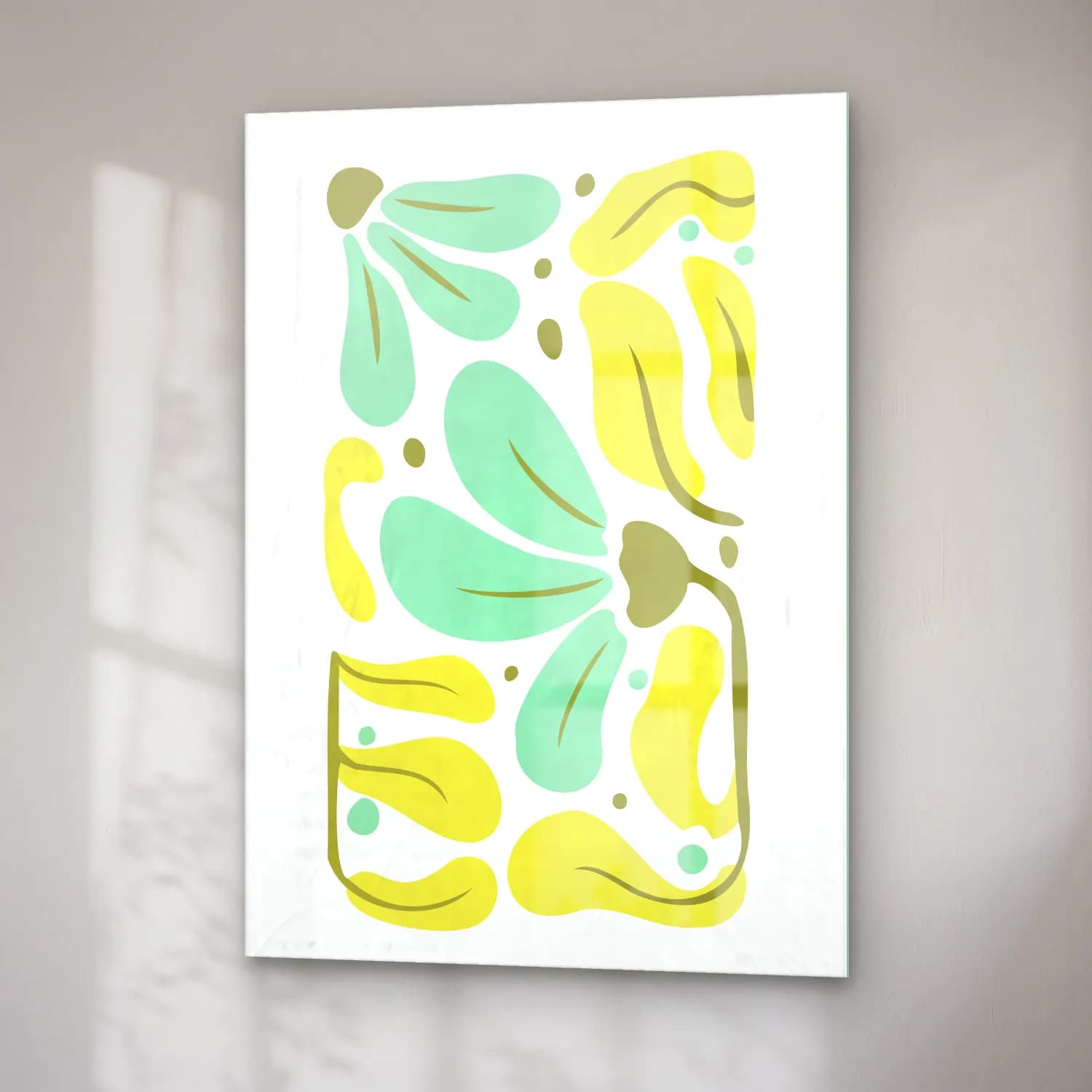 Boho Çiçek Deseni No. 82 cam tablo — sağ açıdan görünüm