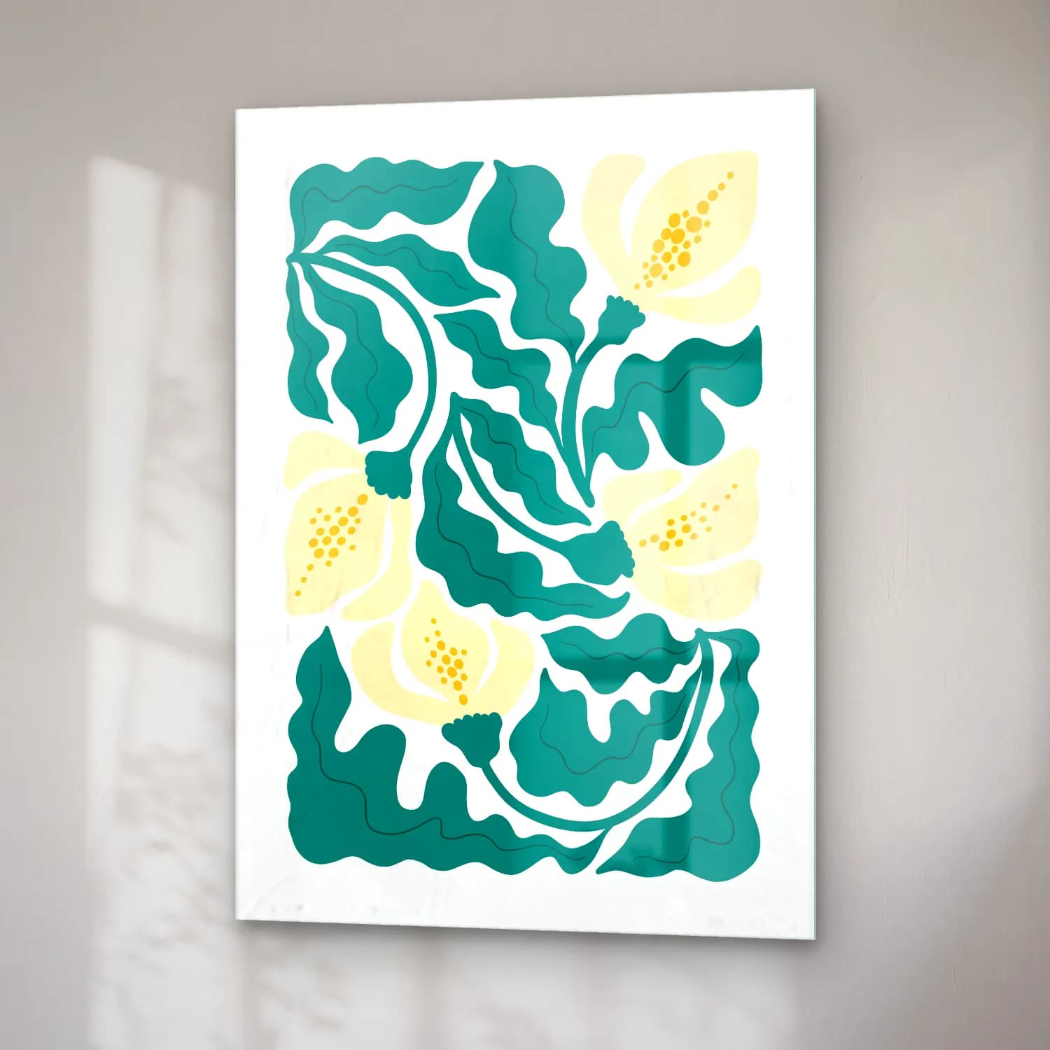 Boho Çiçek Deseni No. 83 cam tablo — sağ açıdan görünüm