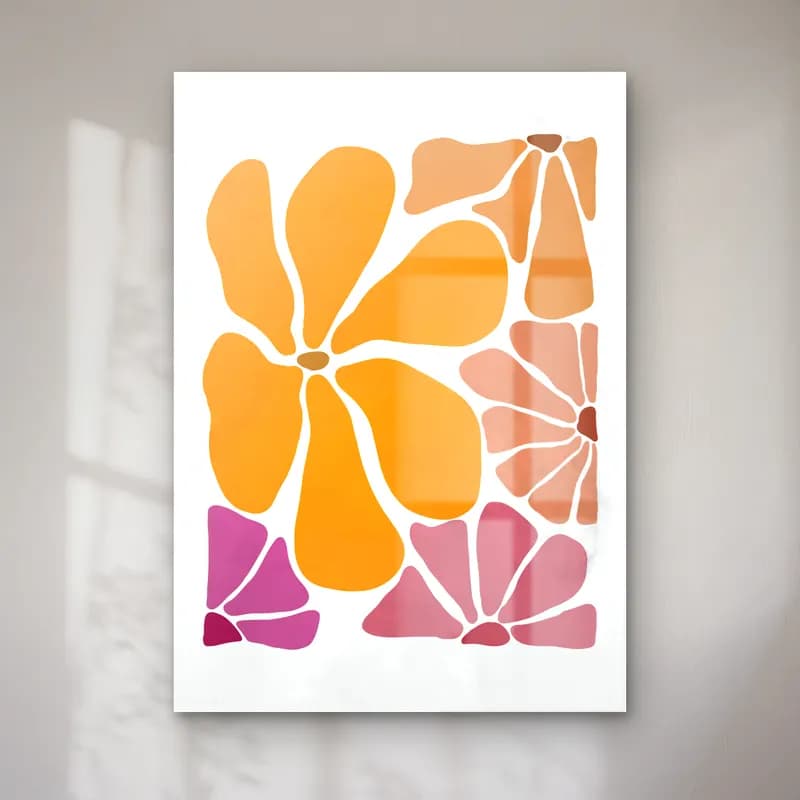 Retro Çiçek Deseni No. 180 cam tablo — Retro Çiçek Deseni No. 180 — retro çiçek deseni