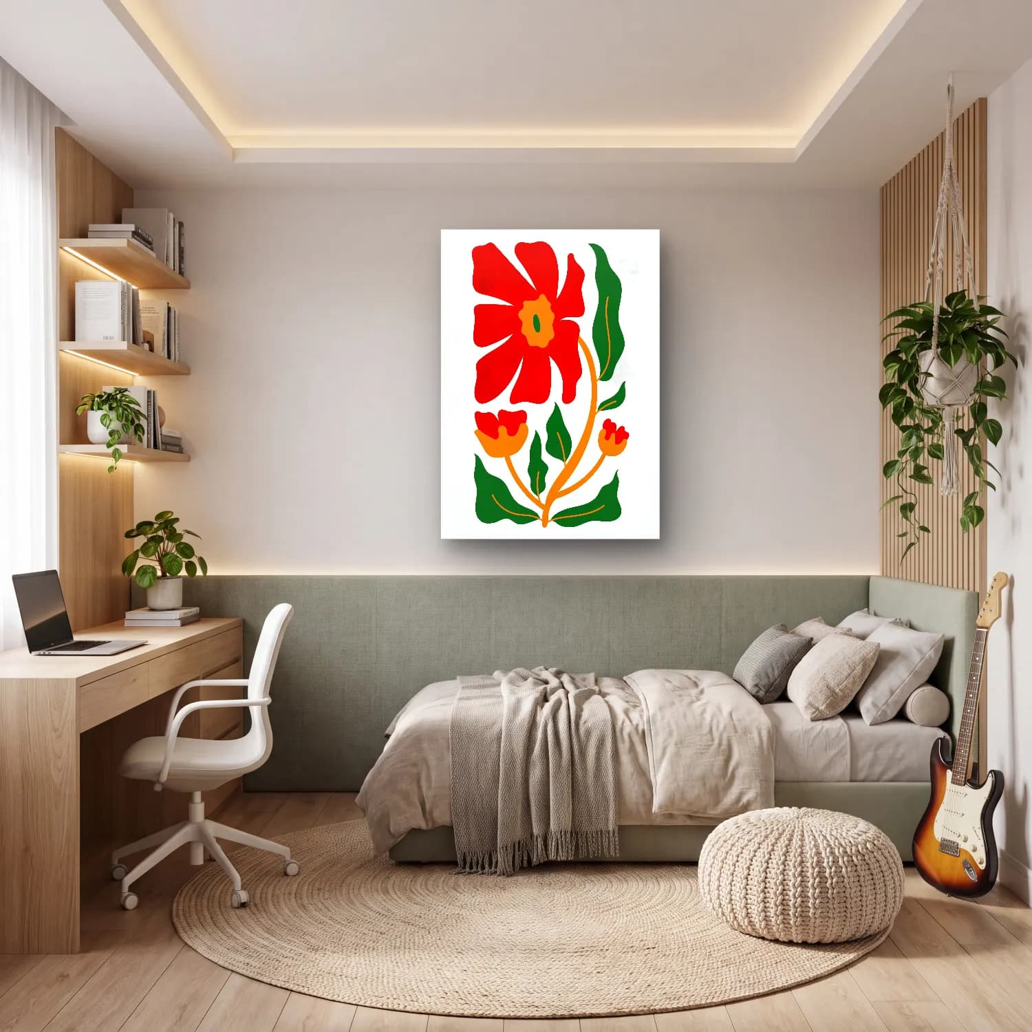 Botanik İllüstrasyon Çiçek Deseni No. 137 cam tablo — genç odasında