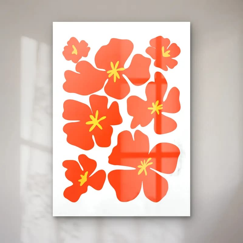 Retro Çiçek Deseni No. 182 cam tablo — Retro Çiçek Deseni No. 182 — retro çiçek deseni