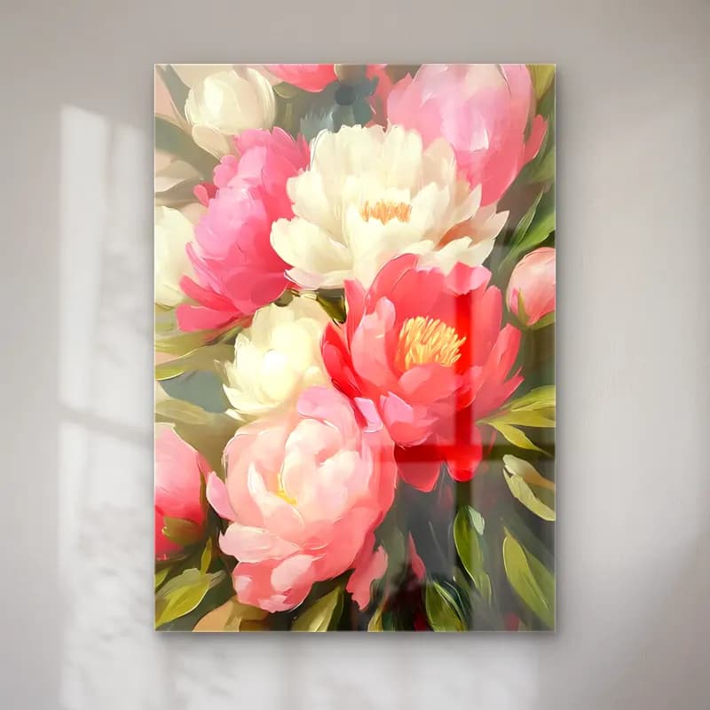 Yağlı Boya Pembe Şakayıklar No. 18 cam tablo — Yağlı Boya Pembe Şakayıklar No. 18 — yağlı boya pembe şakayıklar