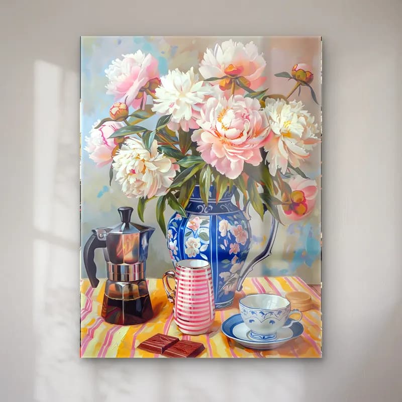 Yağlı Boya Pembe Şakayıklar No. 20 cam tablo — Yağlı Boya Pembe Şakayıklar No. 20 — yağlı boya pembe şakayıklar