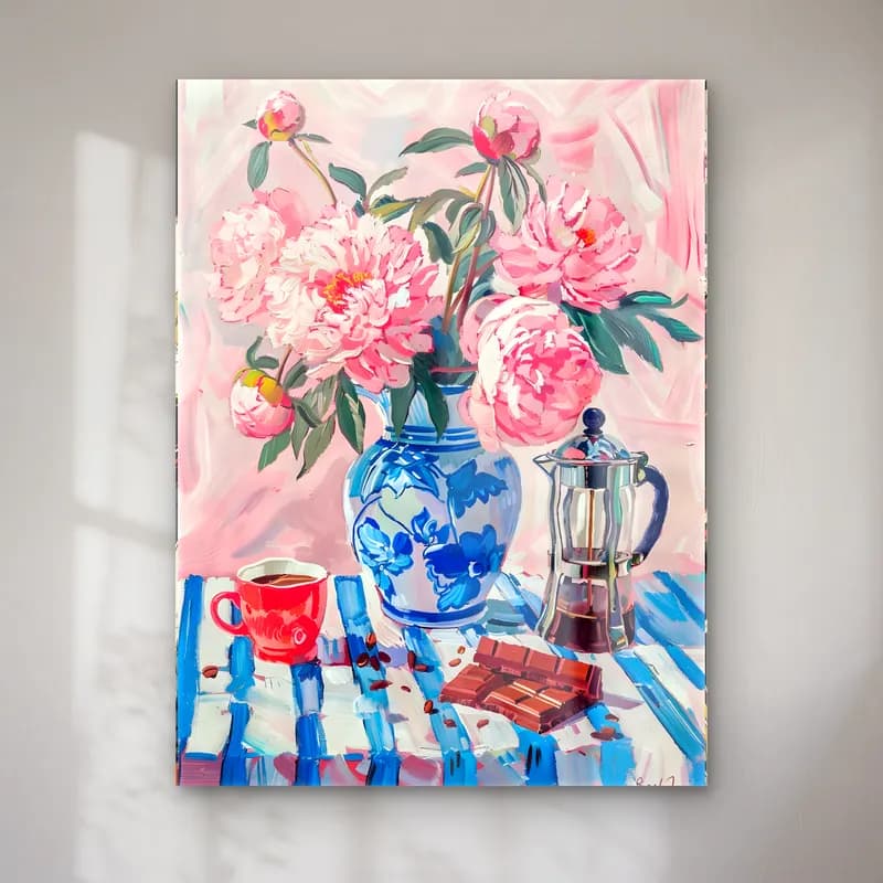 Yağlı Boya Pembe Şakayıklar No. 23 cam tablo — Yağlı Boya Pembe Şakayıklar No. 23 — yağlı boya pembe şakayıklar