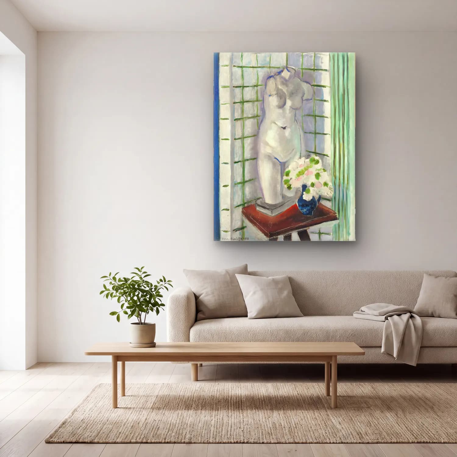 Henri Matisse – Antique et oeillets cam tablo — açık renk salonda