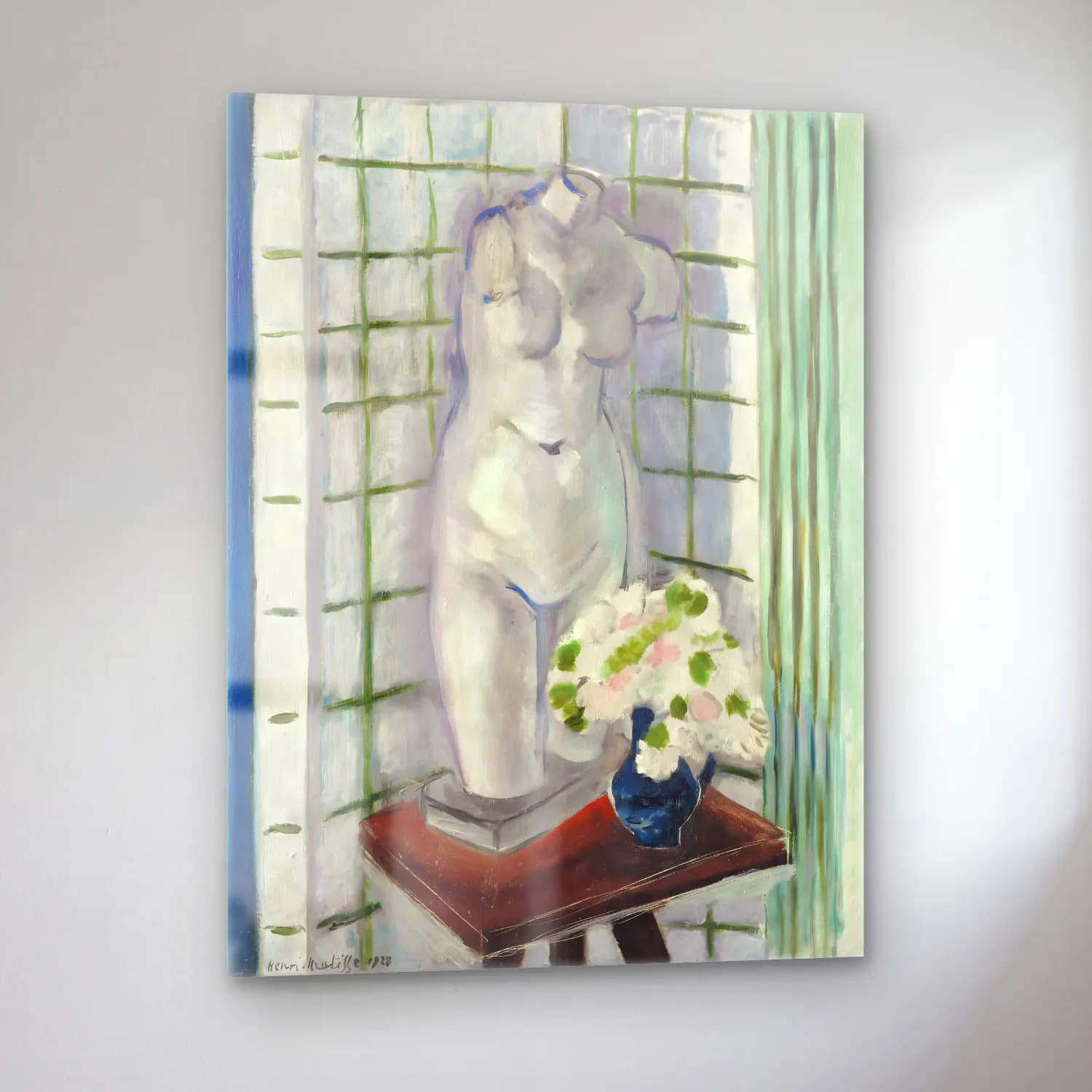 Henri Matisse – Antique et oeillets cam tablo — sol açıdan görünüm