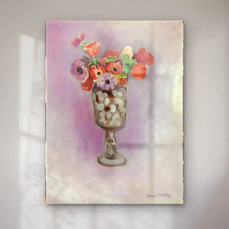 Henri Matisse – Bouquet of Anemones (Bouquet d’anémones) (4x3) cam tablo — Henri Matisse – Bouquet of Anemones (Bouquet d’anémones) (4x3) — empresyonist vazoda çiçek buketi