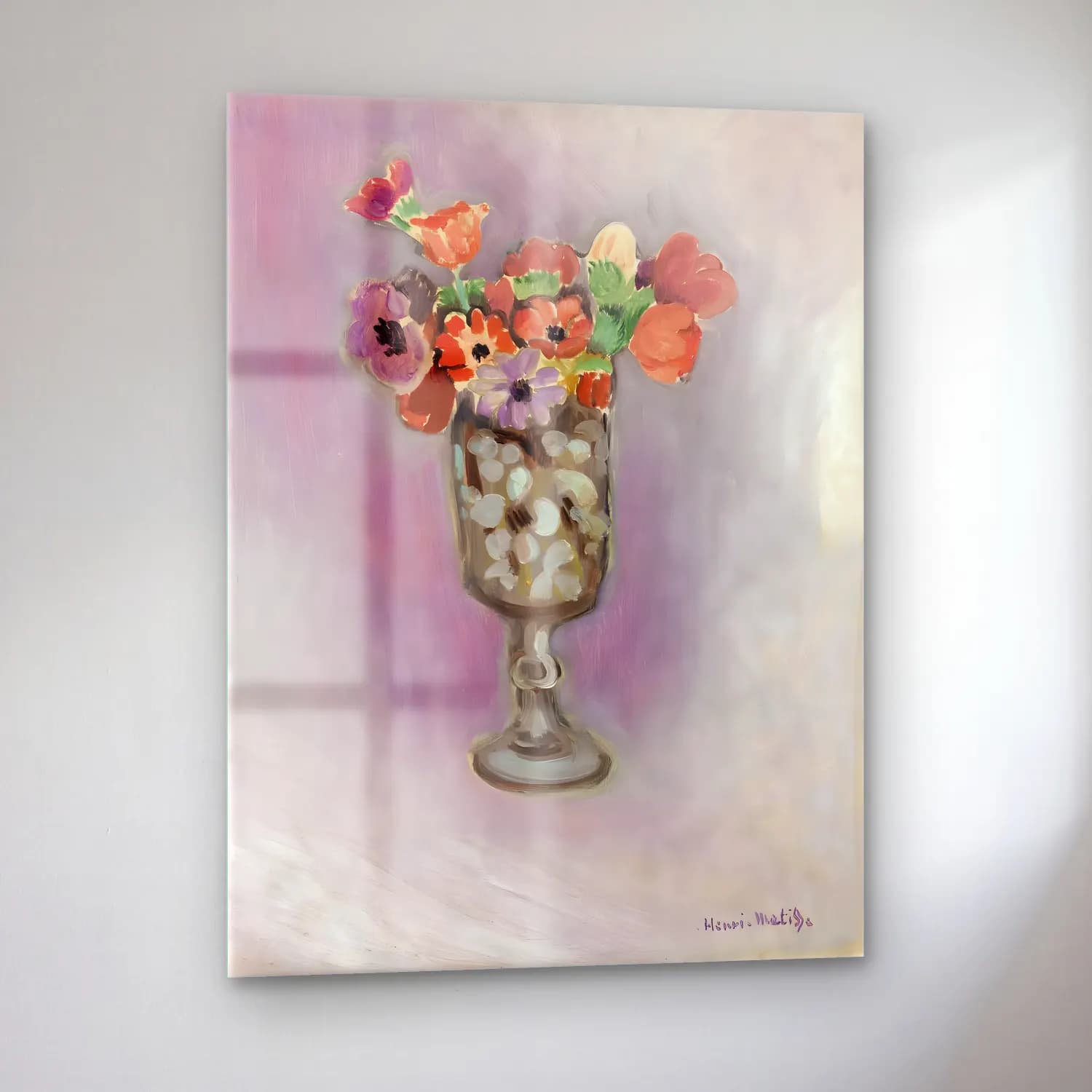 Henri Matisse – Bouquet of Anemones (Bouquet d’anémones) (4x3) cam tablo — sol açıdan görünüm