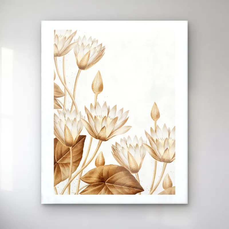 Botanik İllüstrasyon Lotus Çiçekleri – Bej Tonlar cam tablo — Botanik İllüstrasyon Lotus Çiçekleri – Bej Tonlar — botanik i̇llüstrasyon lotus çiçekleri