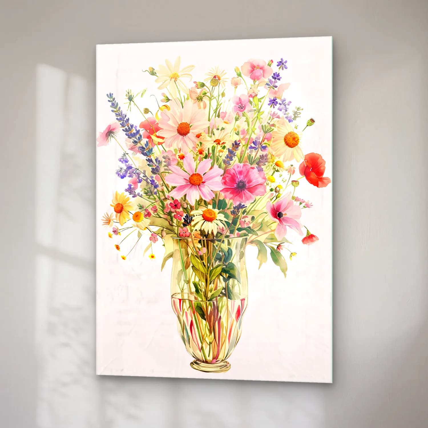 Pastel Vazoda Çiçek Buketi No. 5 cam tablo — sağ açıdan görünüm