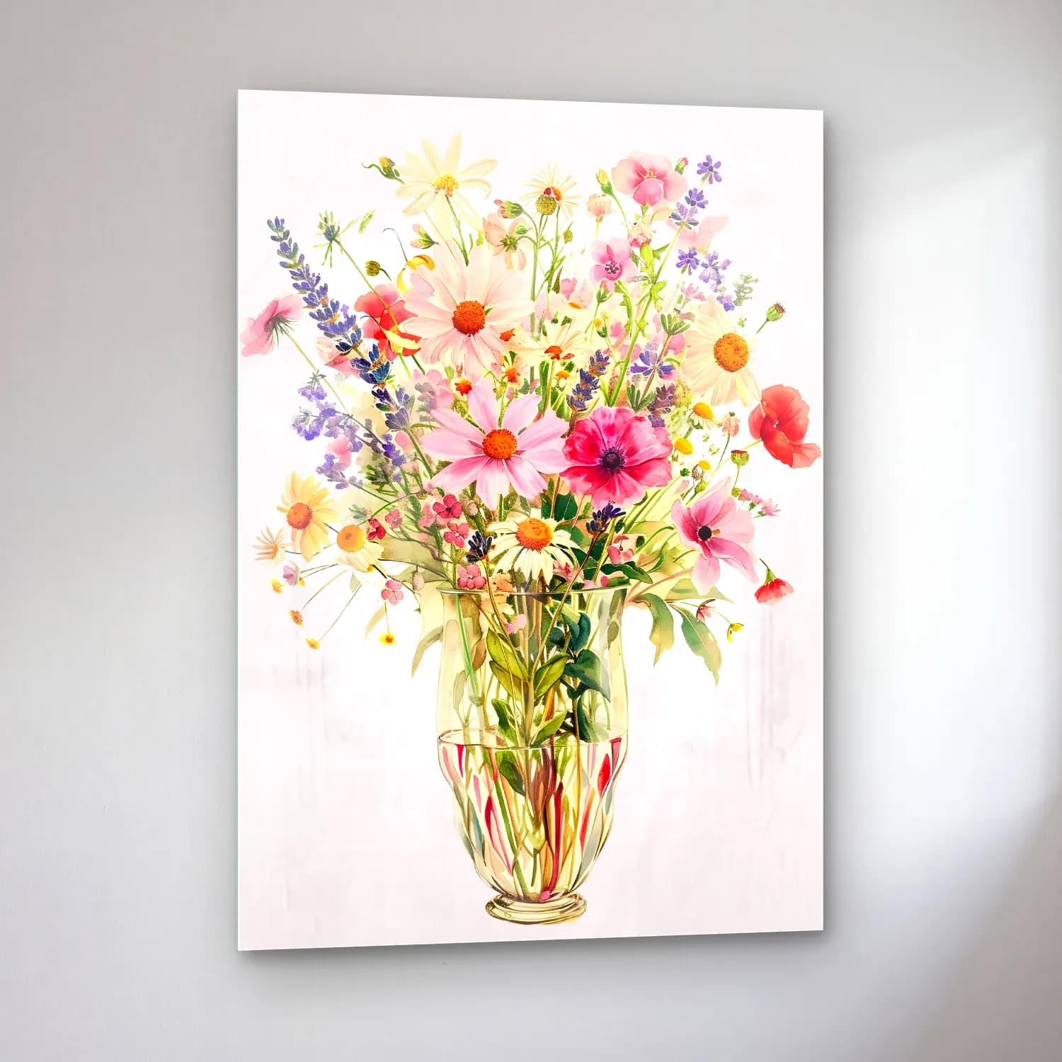 Pastel Vazoda Çiçek Buketi No. 5 cam tablo — sol açıdan görünüm