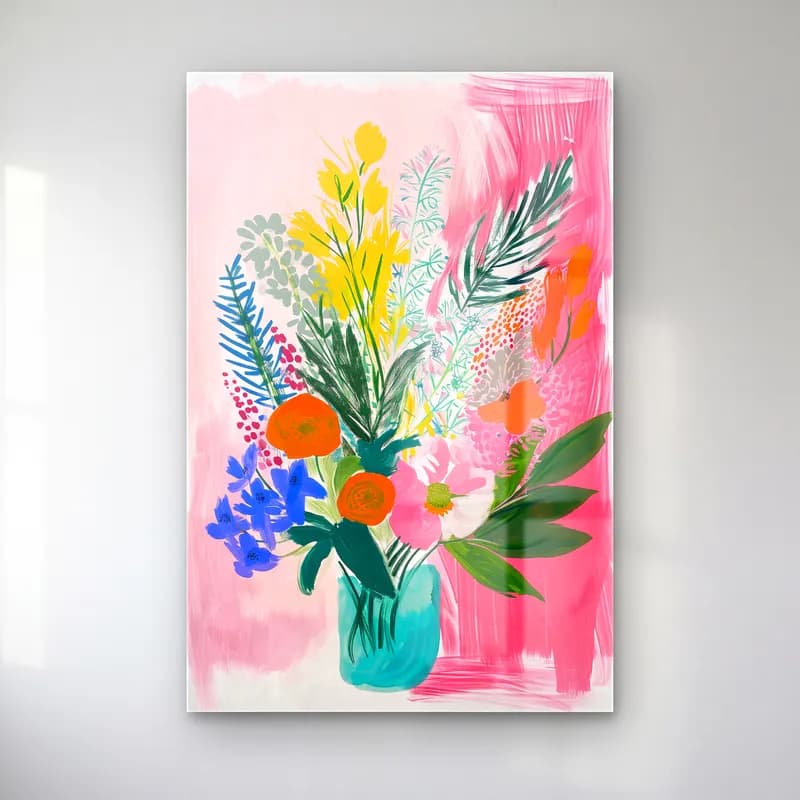 Boho Vazoda Çiçek Buketi No. 3 cam tablo — Boho Vazoda Çiçek Buketi No. 3 — boho vazoda çiçek buketi
