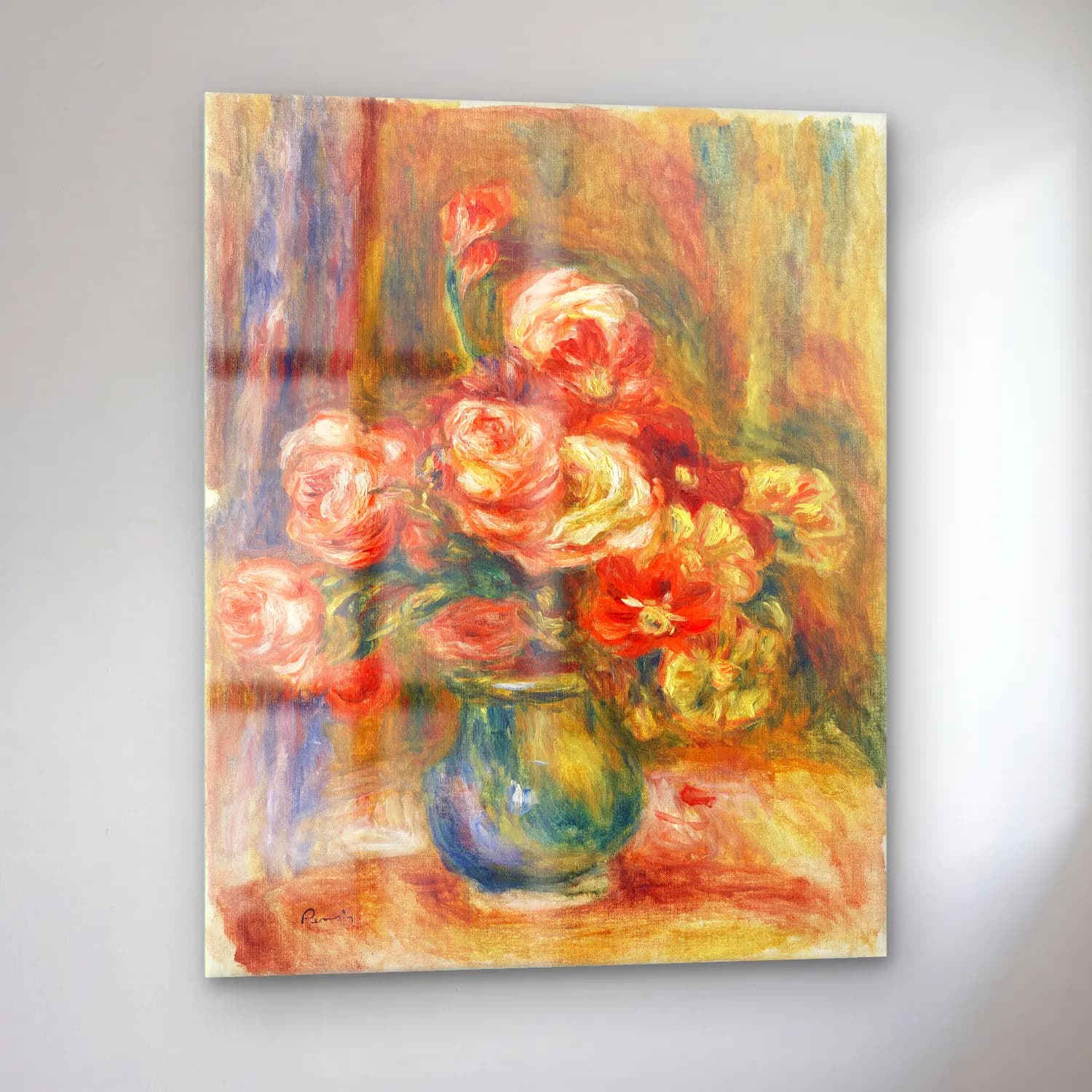 Pierre-Auguste Renoir – Vase of Roses cam tablo — sol açıdan görünüm