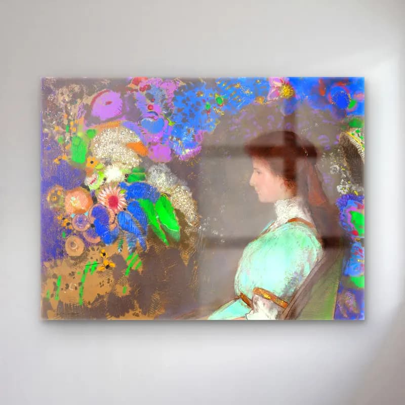 Odilon Redon – Violette Heymann oil painting cam tablo — Odilon Redon – Violette Heymann oil painting — empresyonist kadın portresi