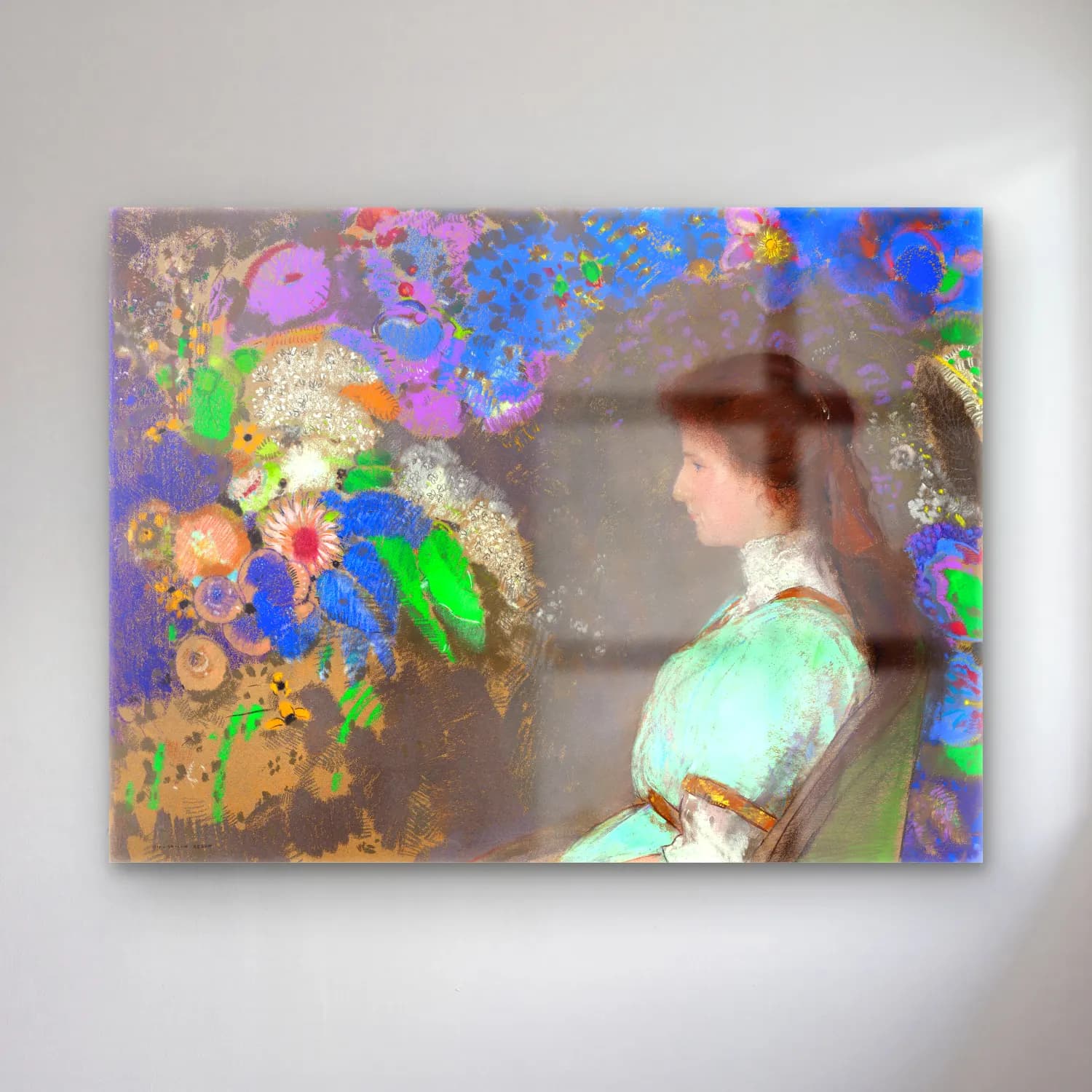 Odilon Redon – Violette Heymann oil painting cam tablo — Odilon Redon – Violette Heymann oil painting — empresyonist kadın portresi