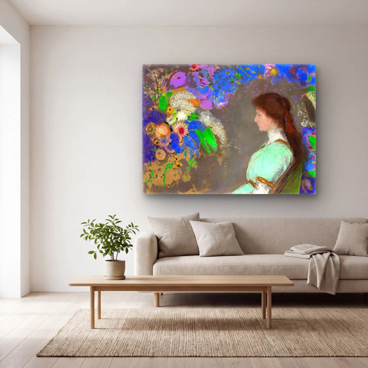 Odilon Redon – Violette Heymann oil painting cam tablo — açık renk salonda
