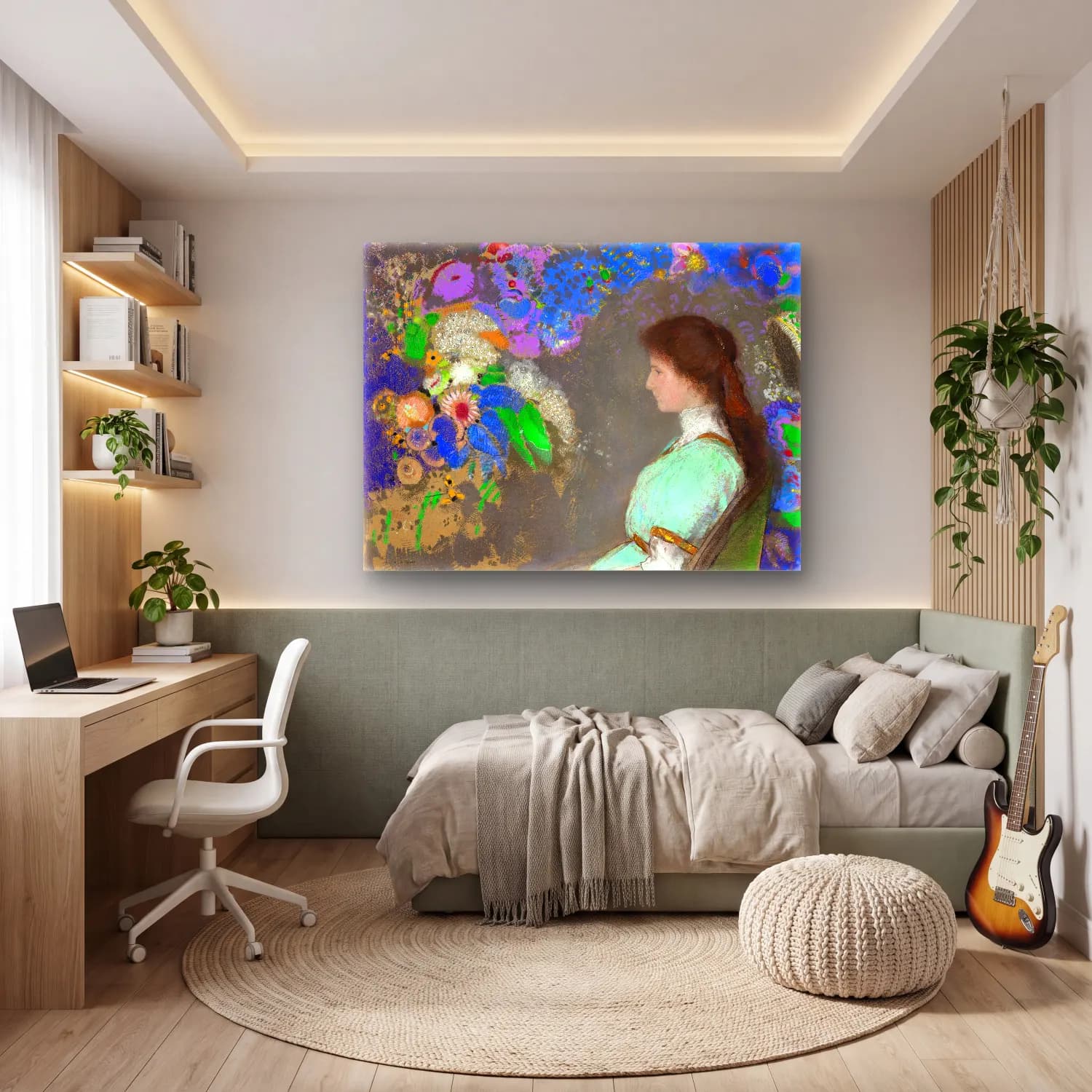 Odilon Redon – Violette Heymann oil painting cam tablo — genç odasında
