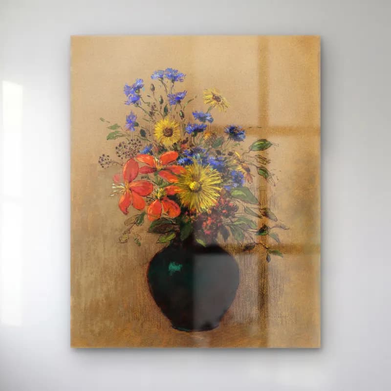 Odilon Redon – Wildflowers cam tablo — Odilon Redon – Wildflowers — empresyonist vazoda çiçek buketi