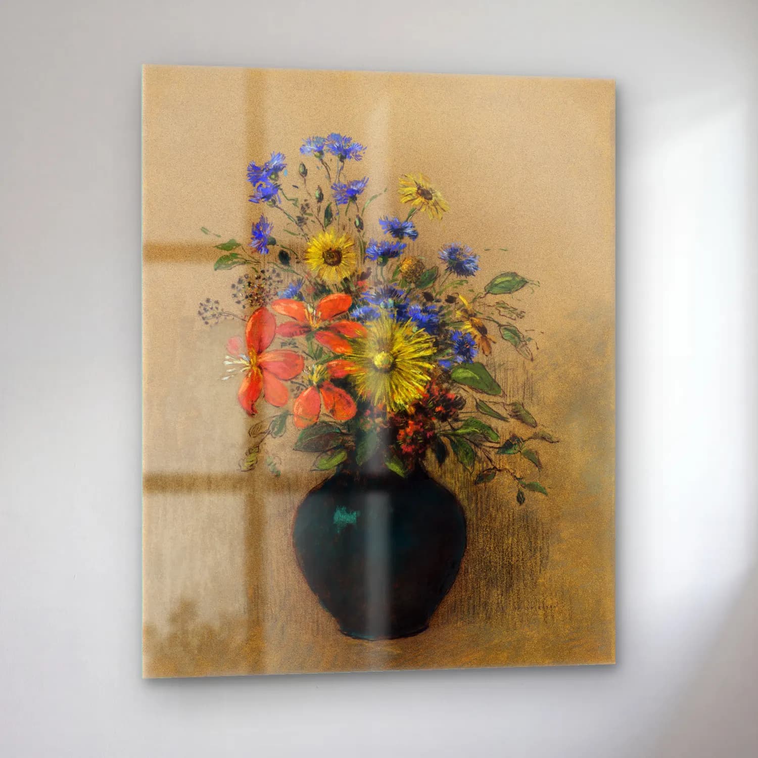 Odilon Redon – Wildflowers cam tablo — sol açıdan görünüm