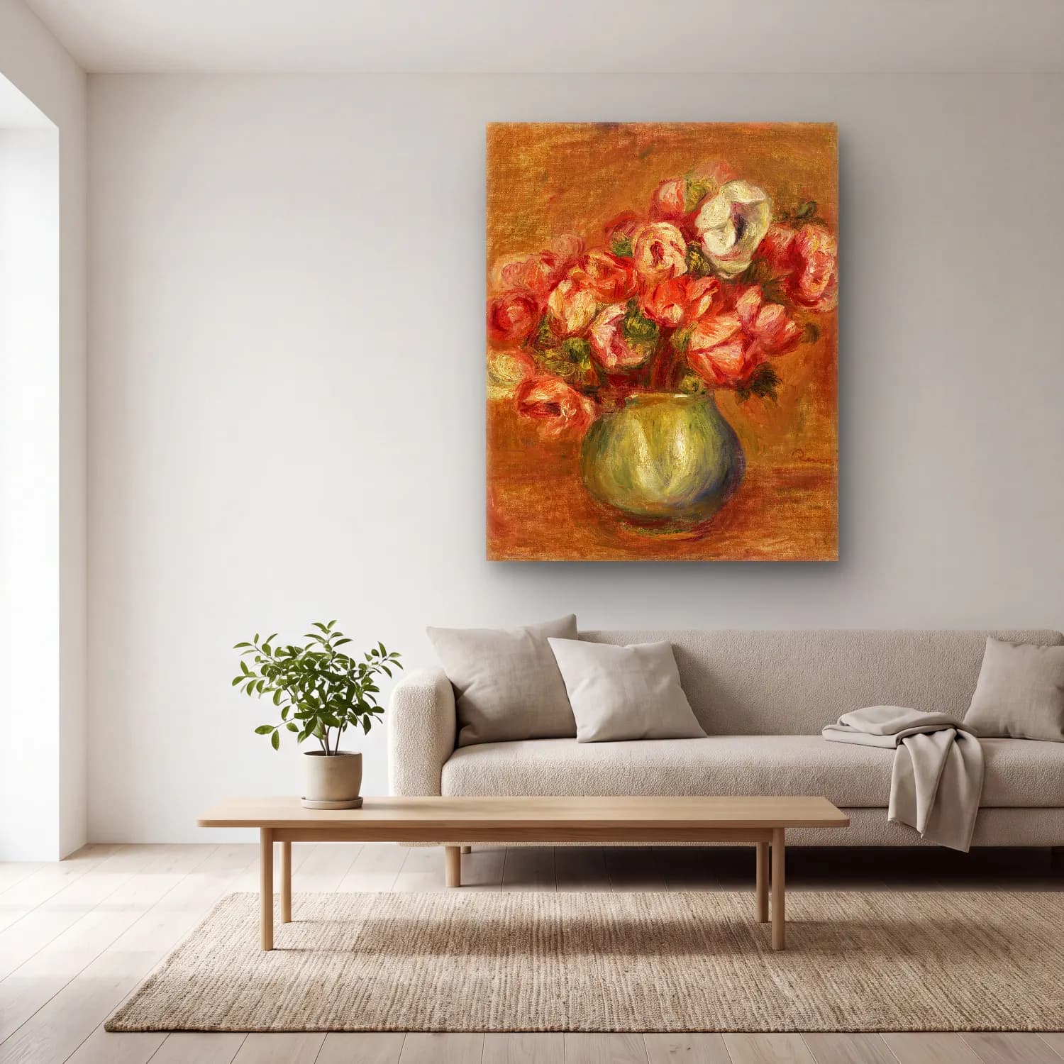 Pierre-Auguste Renoir – Anemones (Anémones) cam tablo — açık renk salonda