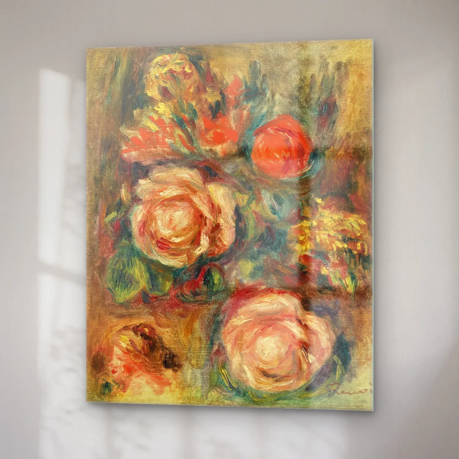 Pierre-Auguste Renoir – Bouquet of Roses (Bouquet de roses) cam tablo — sağ açıdan görünüm