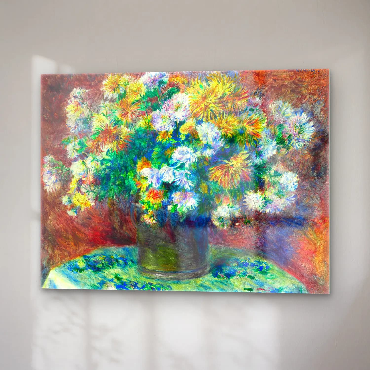 Pierre-Auguste Renoir – Chrysanthemums cam tablo — sağ açıdan görünüm