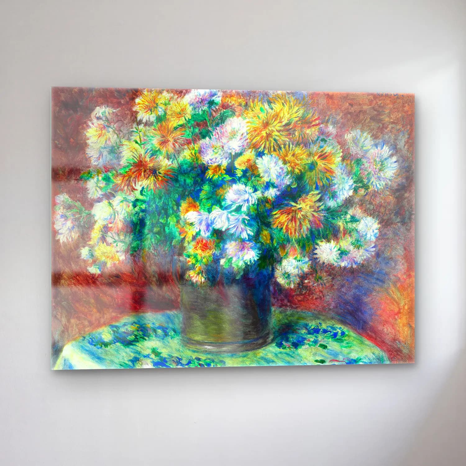 Pierre-Auguste Renoir – Chrysanthemums cam tablo — sol açıdan görünüm
