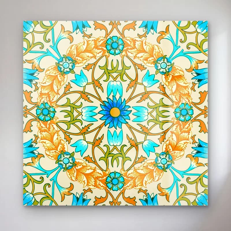 Retro Çiçek Deseni No. 202 cam tablo — Retro Çiçek Deseni No. 202 — retro çiçek deseni