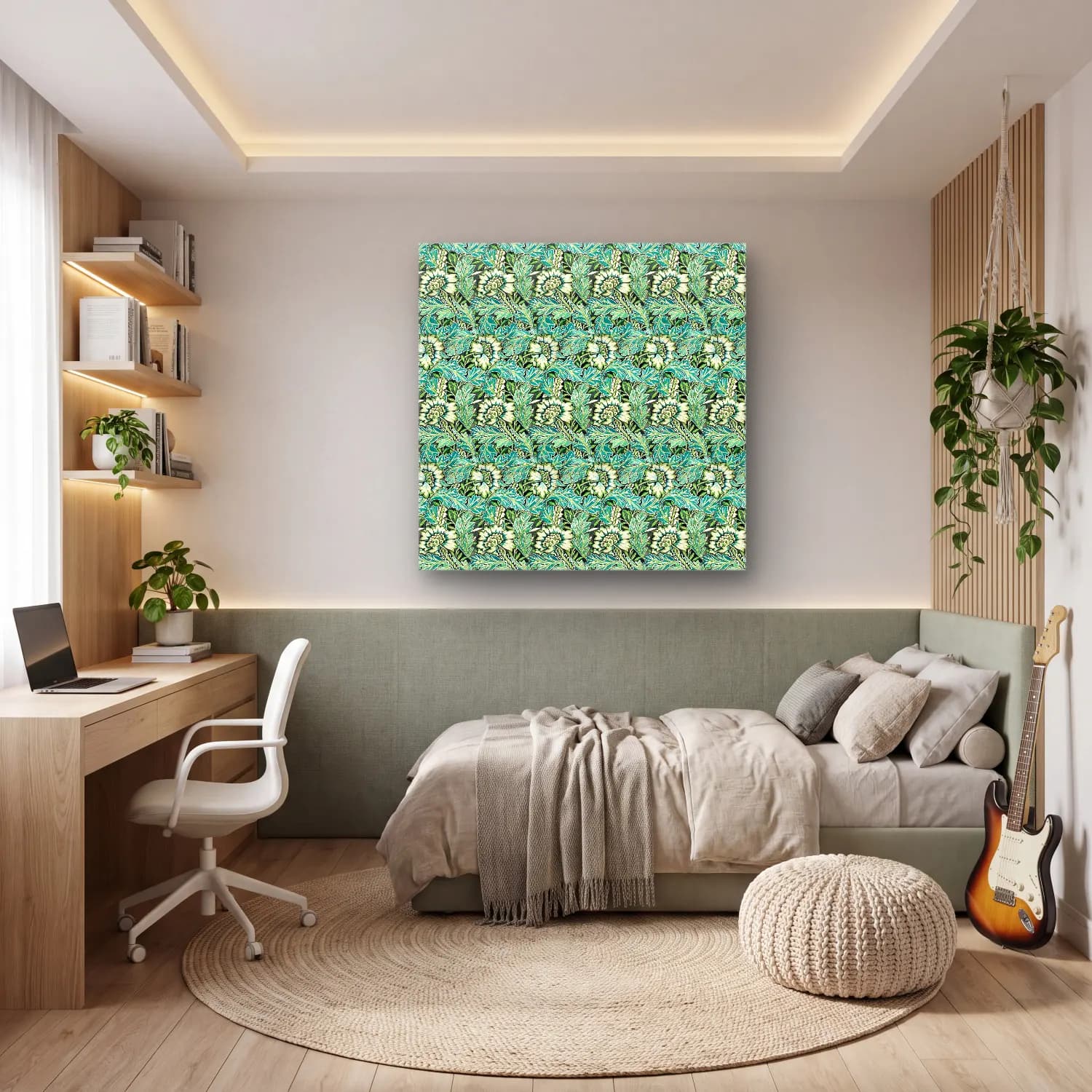 Pastel Çiçek Deseni No. 223 cam tablo — genç odasında