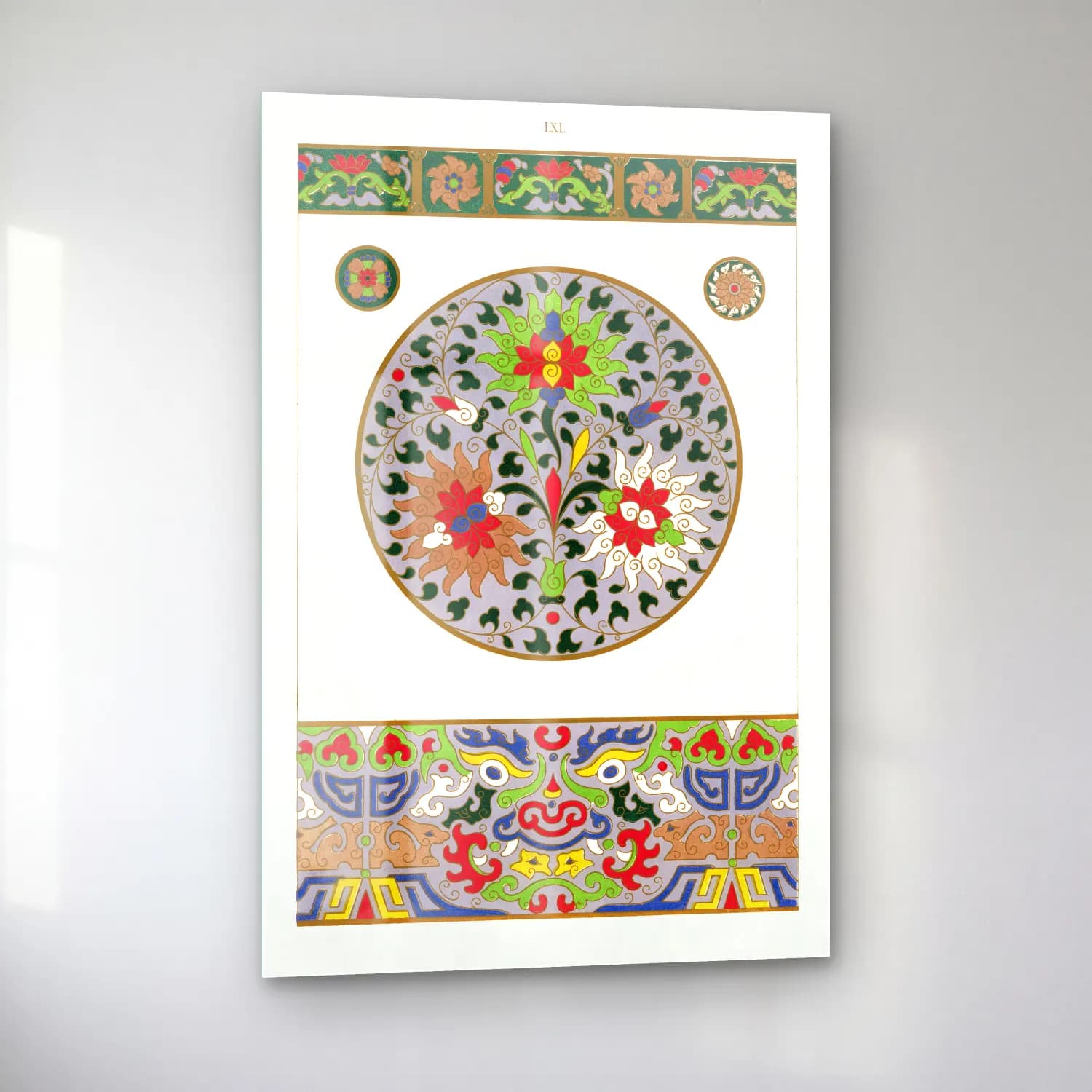 Botanik İllüstrasyon Çiçek Deseni No. 165 cam tablo — sol açıdan görünüm