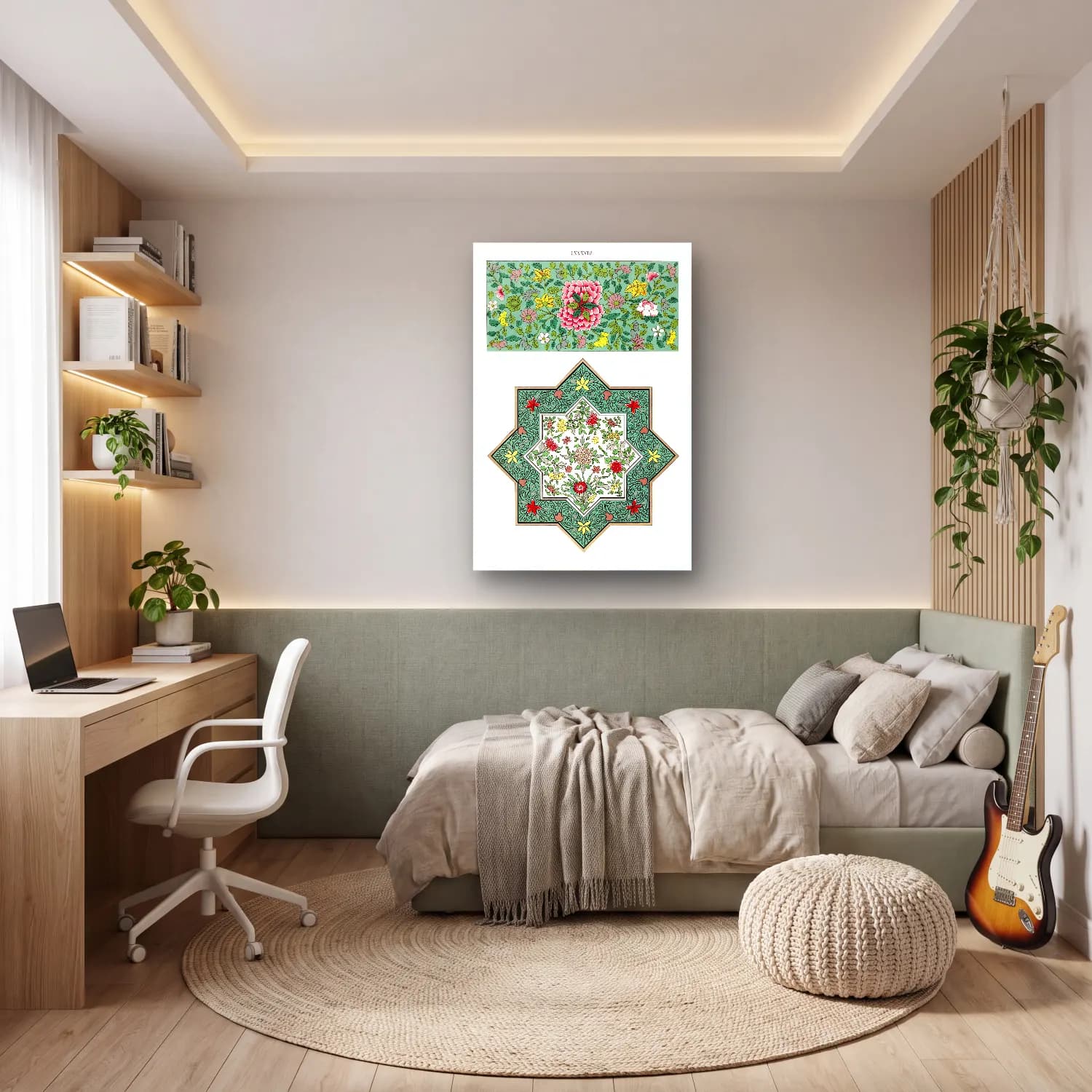 Botanik İllüstrasyon Çiçek Deseni No. 166 cam tablo — genç odasında