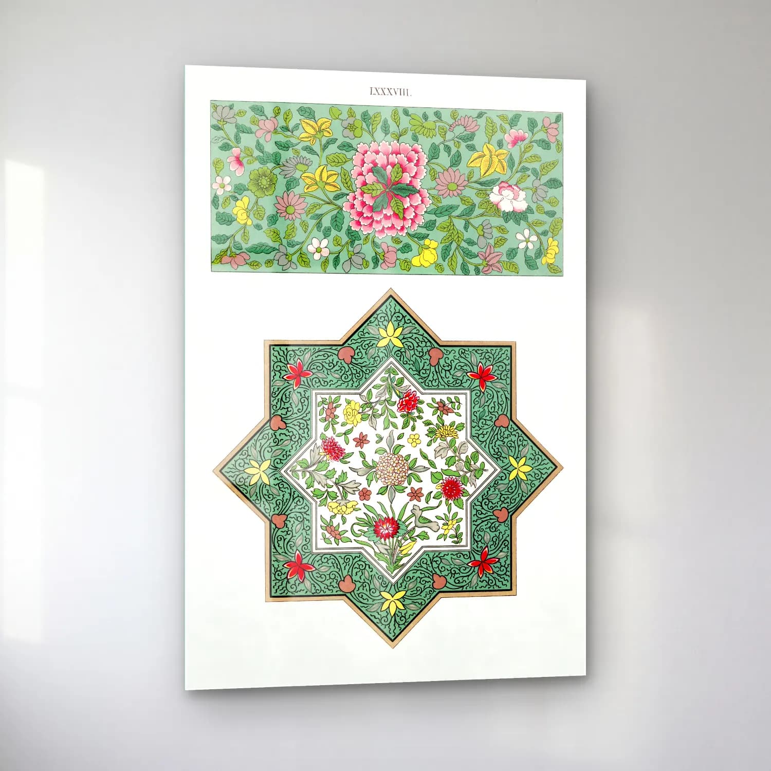 Botanik İllüstrasyon Çiçek Deseni No. 166 cam tablo — sol açıdan görünüm