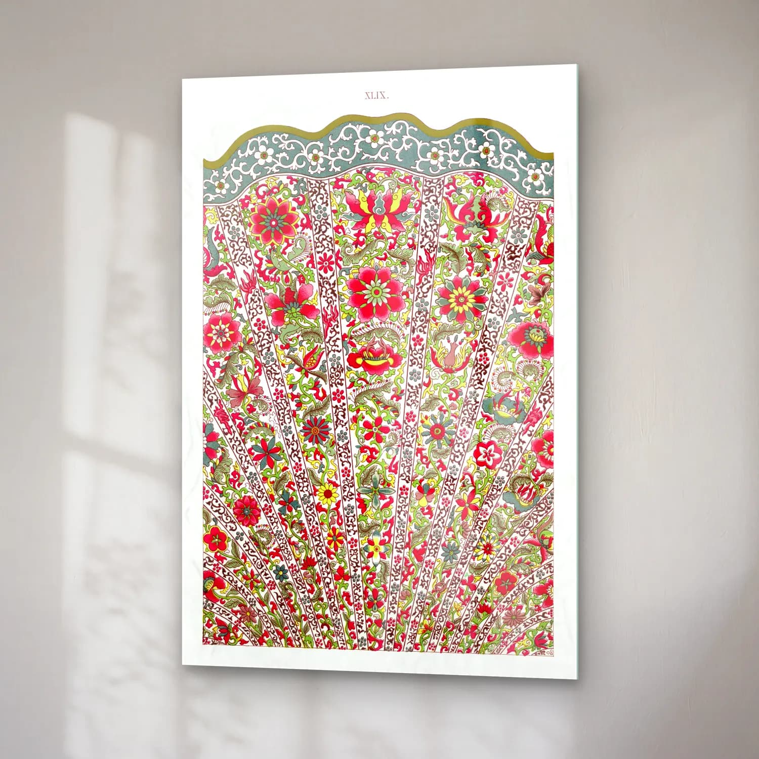 Maksimalist Çiçek Deseni No. 88 cam tablo — sağ açıdan görünüm