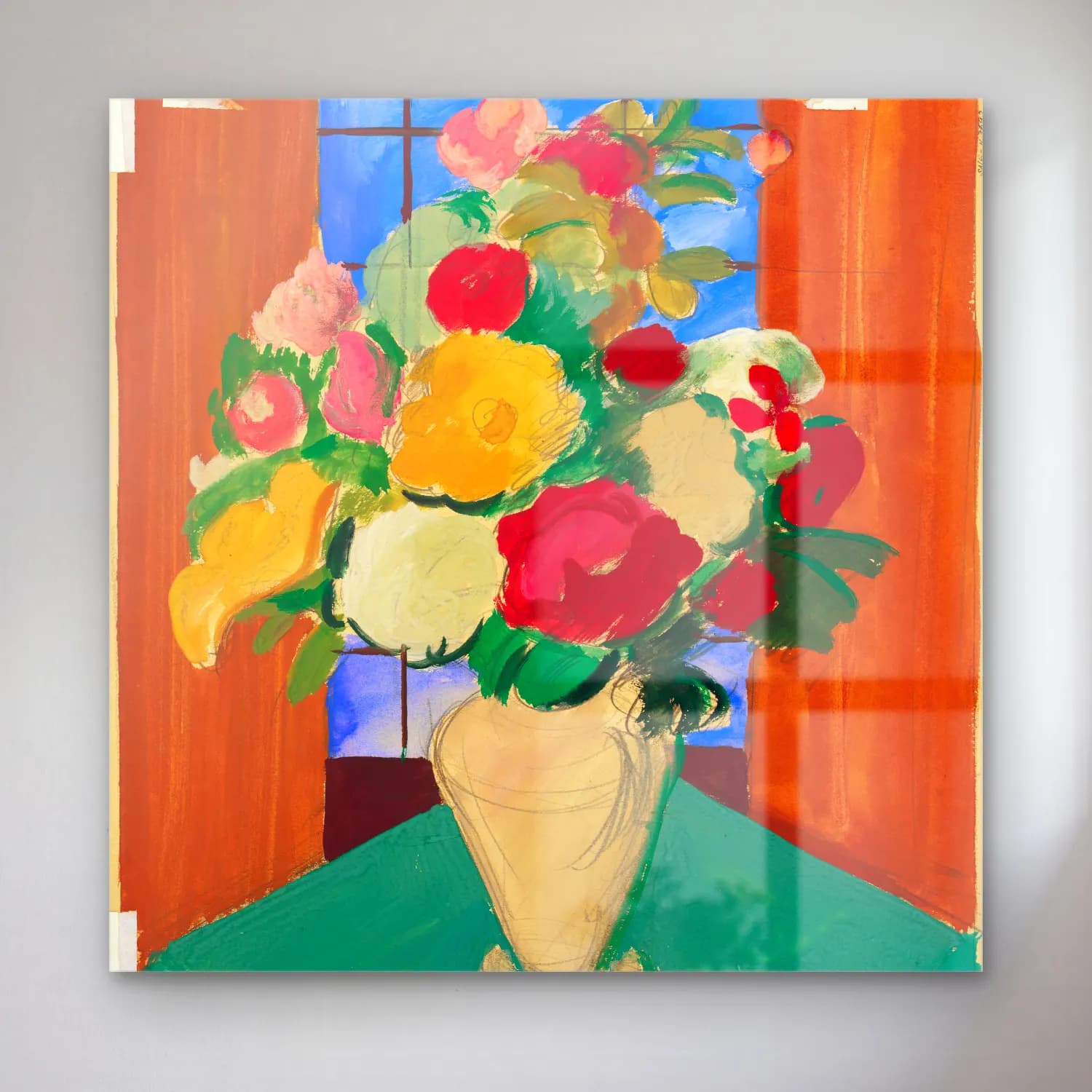 Cyprián Majerník – Study for the painting spanish motif (flowery still life on… cam tablo — Cyprián Majerník – Study for the painting spanish motif (flowery still life on… — empresyonist vazoda çiçek buketi