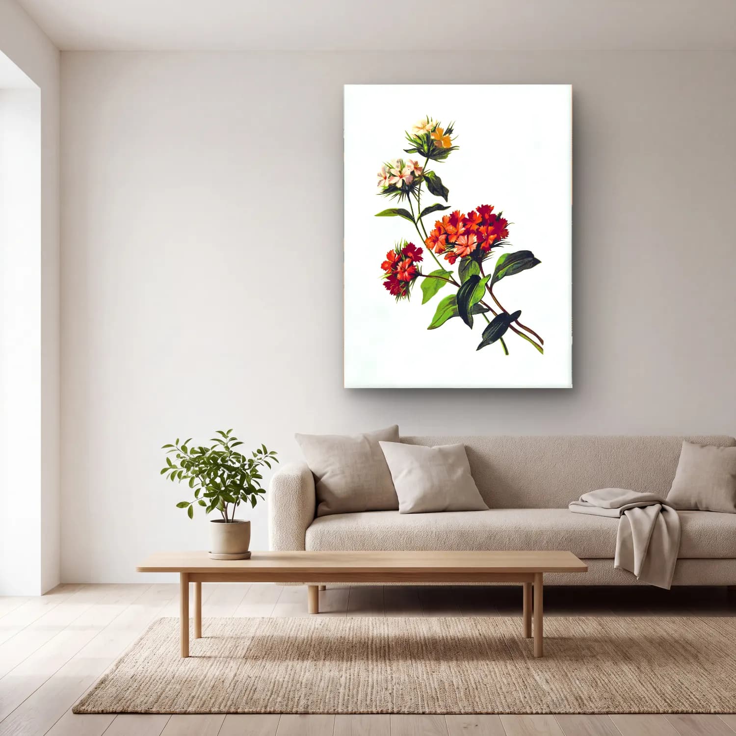 T. Fisher Unwin – Sweet William flower from Poets in the Garden published cam tablo — açık renk salonda