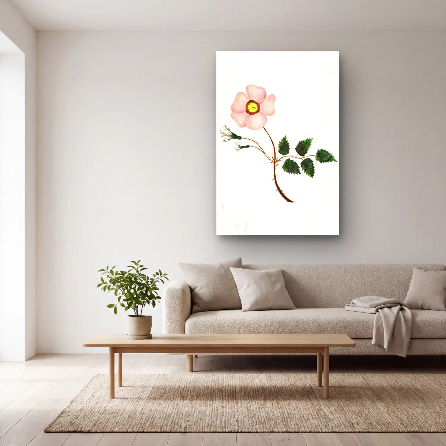 Mary Altha Nims – Wild Rose cam tablo — açık renk salonda