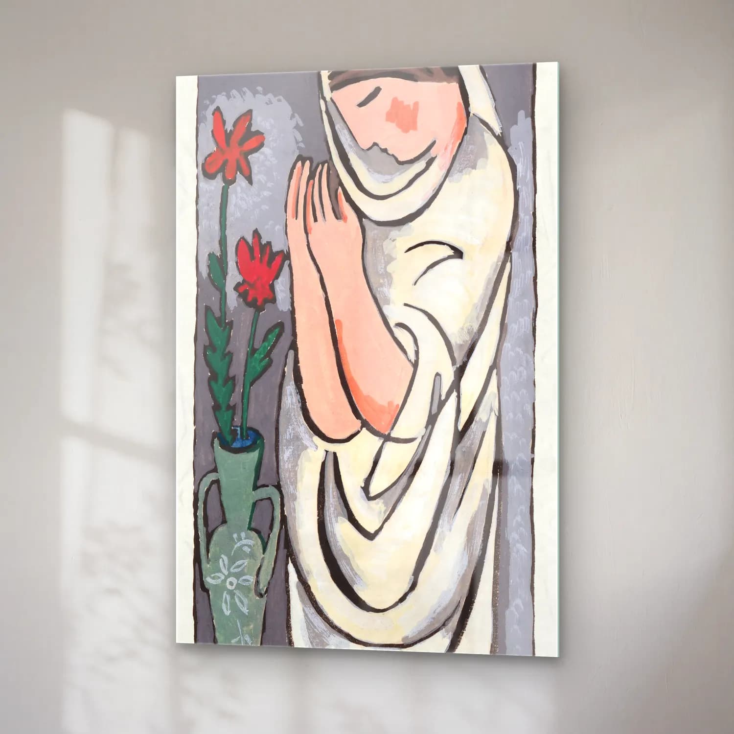 Mikulas Galanda – Woman and flower, vintage painting cam tablo — sağ açıdan görünüm