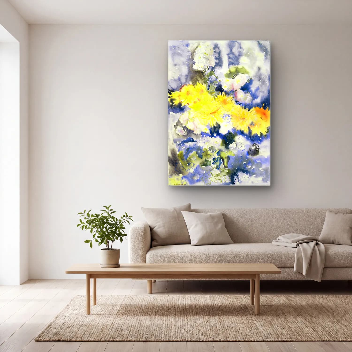Charles Demuth – Yellow and Blue cam tablo — açık renk salonda
