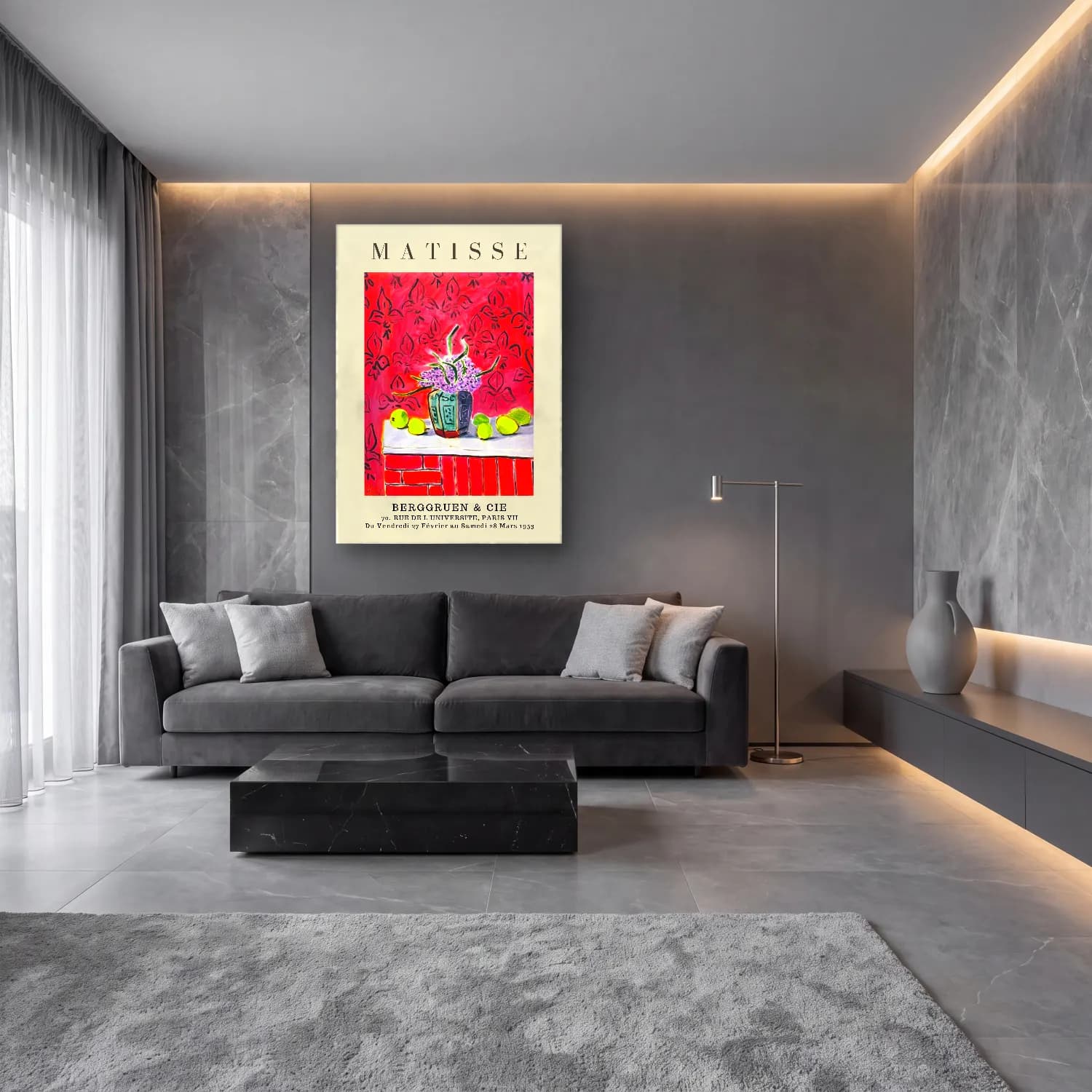 Maksimalist Vazo No. 4 cam tablo — lüks salon duvarında