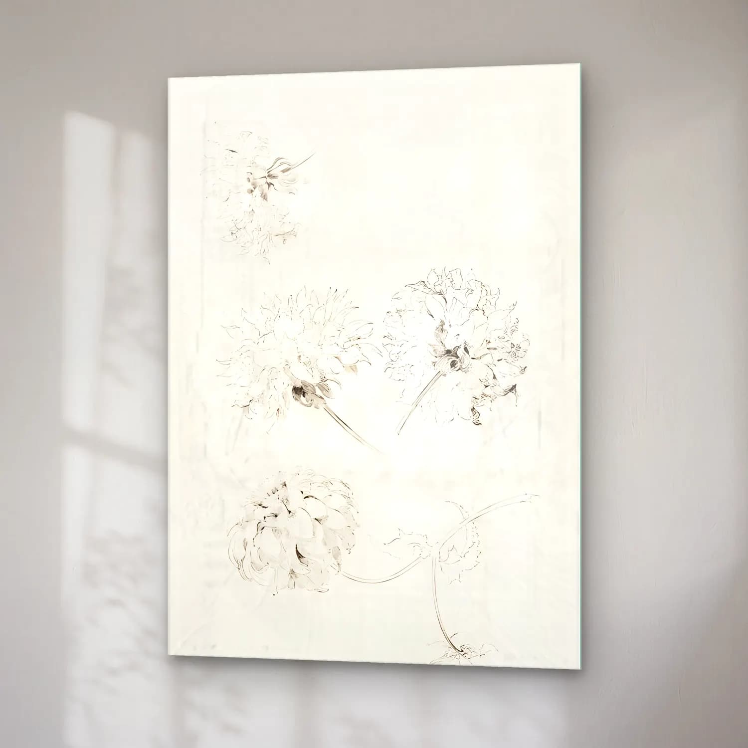 Botanik İllüstrasyon Çiçek Deseni No. 189 cam tablo — sağ açıdan görünüm