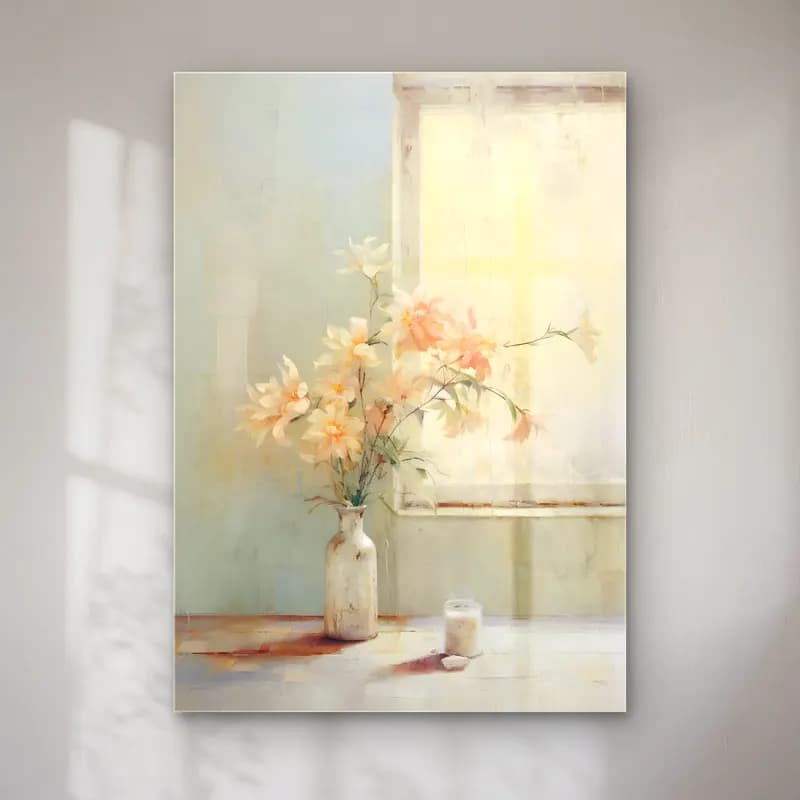 Pastel Vazoda Çiçek Buketi No. 7 cam tablo — Pastel Vazoda Çiçek Buketi No. 7 — pastel vazoda çiçek buketi