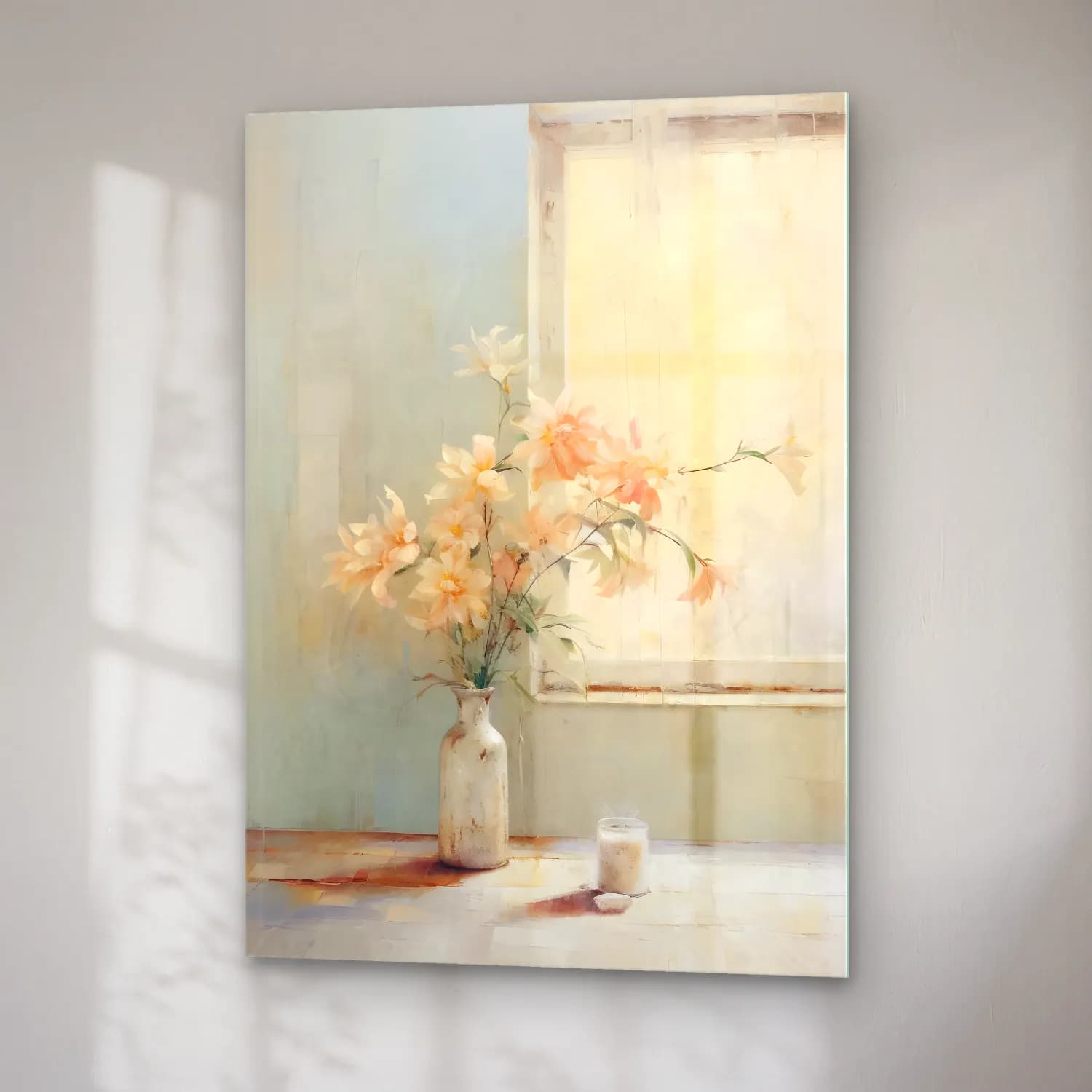 Pastel Vazoda Çiçek Buketi No. 7 cam tablo — sağ açıdan görünüm