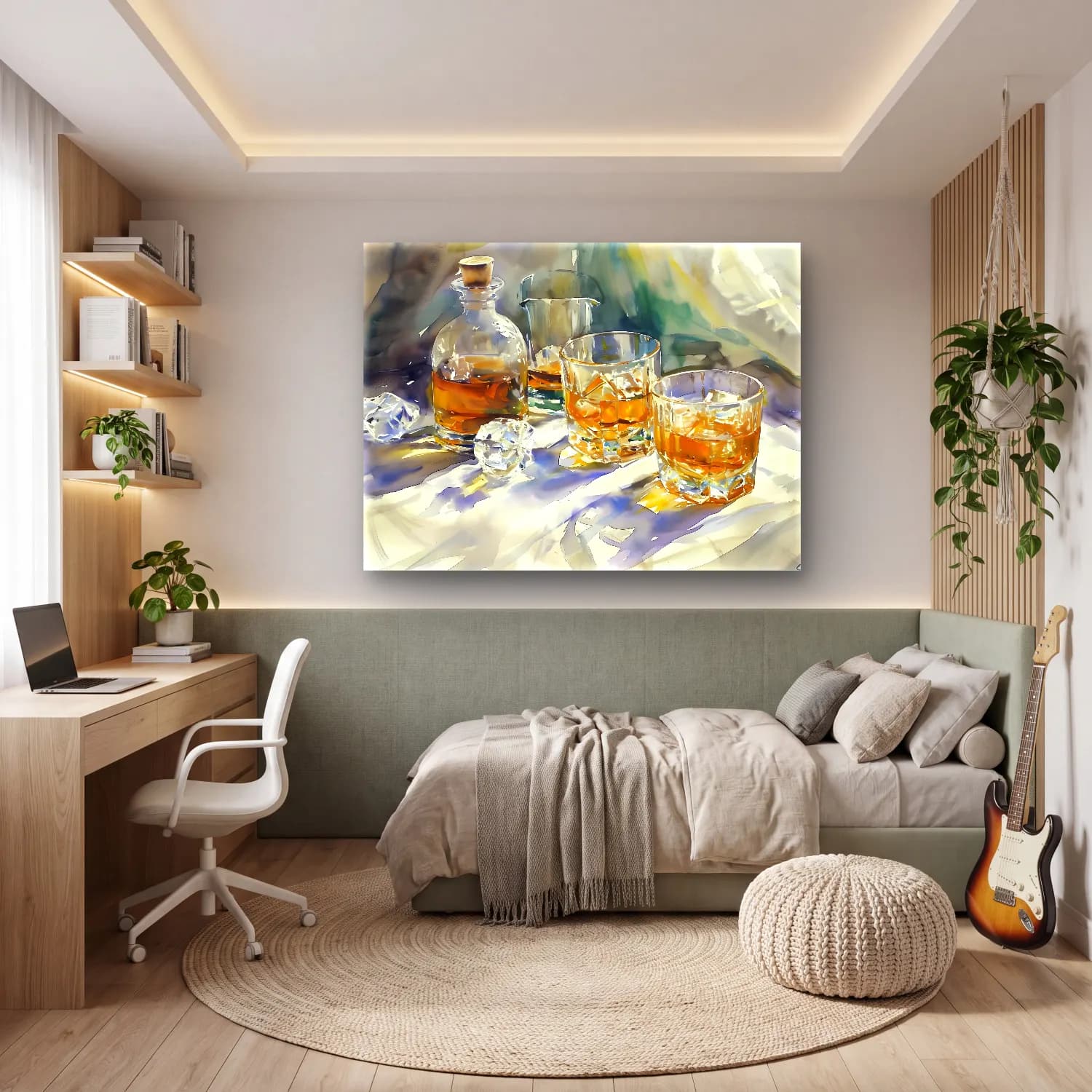 Suluboya Kokteyl – Pastel Tonlar cam tablo — genç odasında