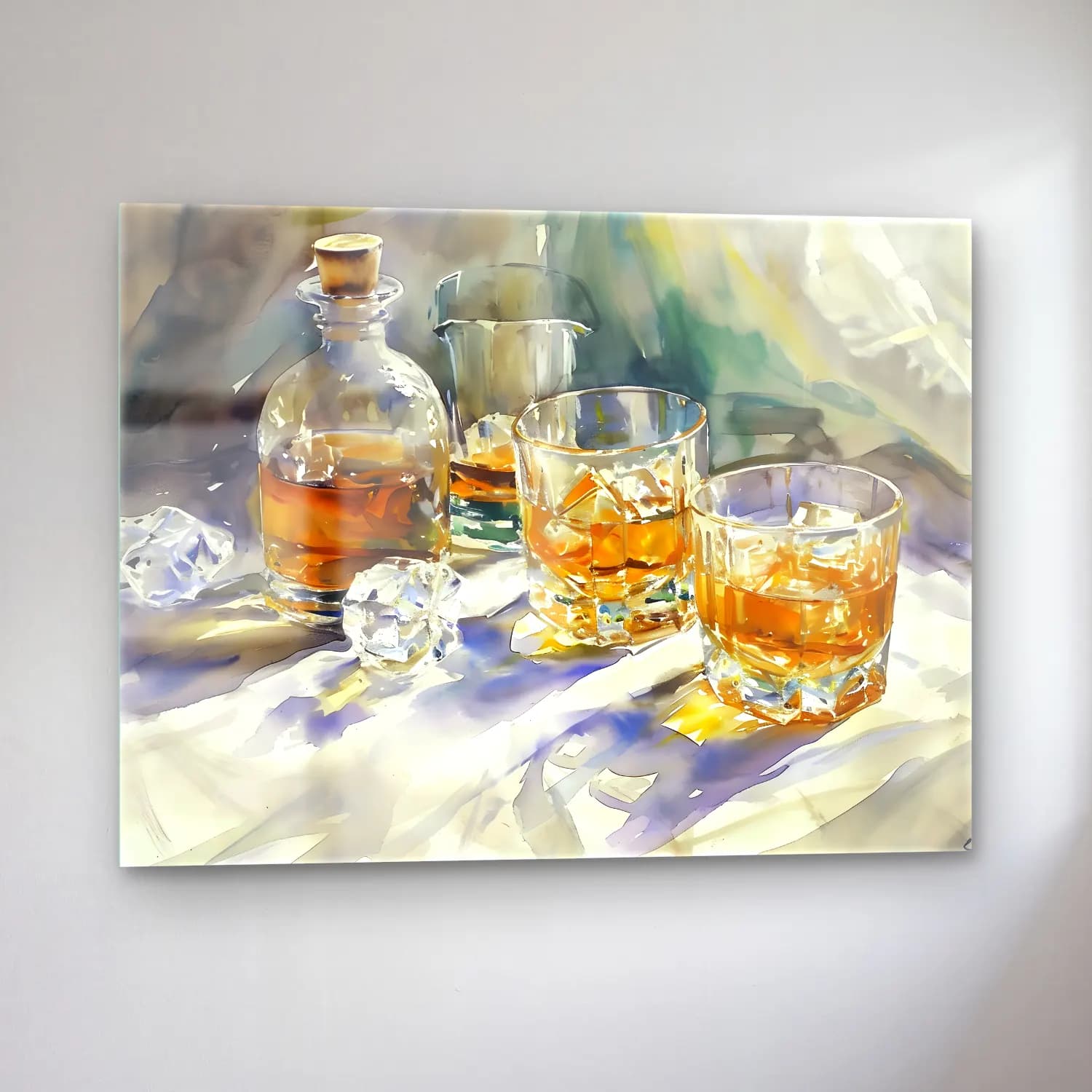Suluboya Kokteyl – Pastel Tonlar cam tablo — sol açıdan görünüm