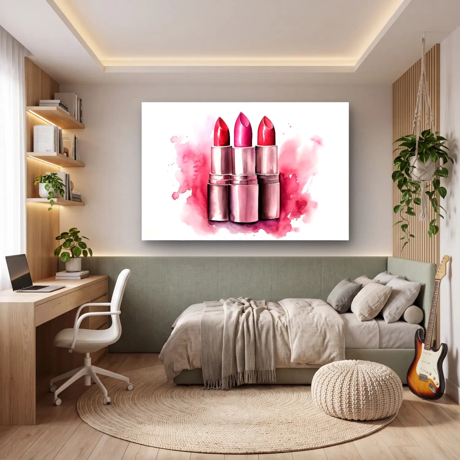 Suluboya Pembe Şakayıklar – Pembe Tonlar cam tablo — genç odasında