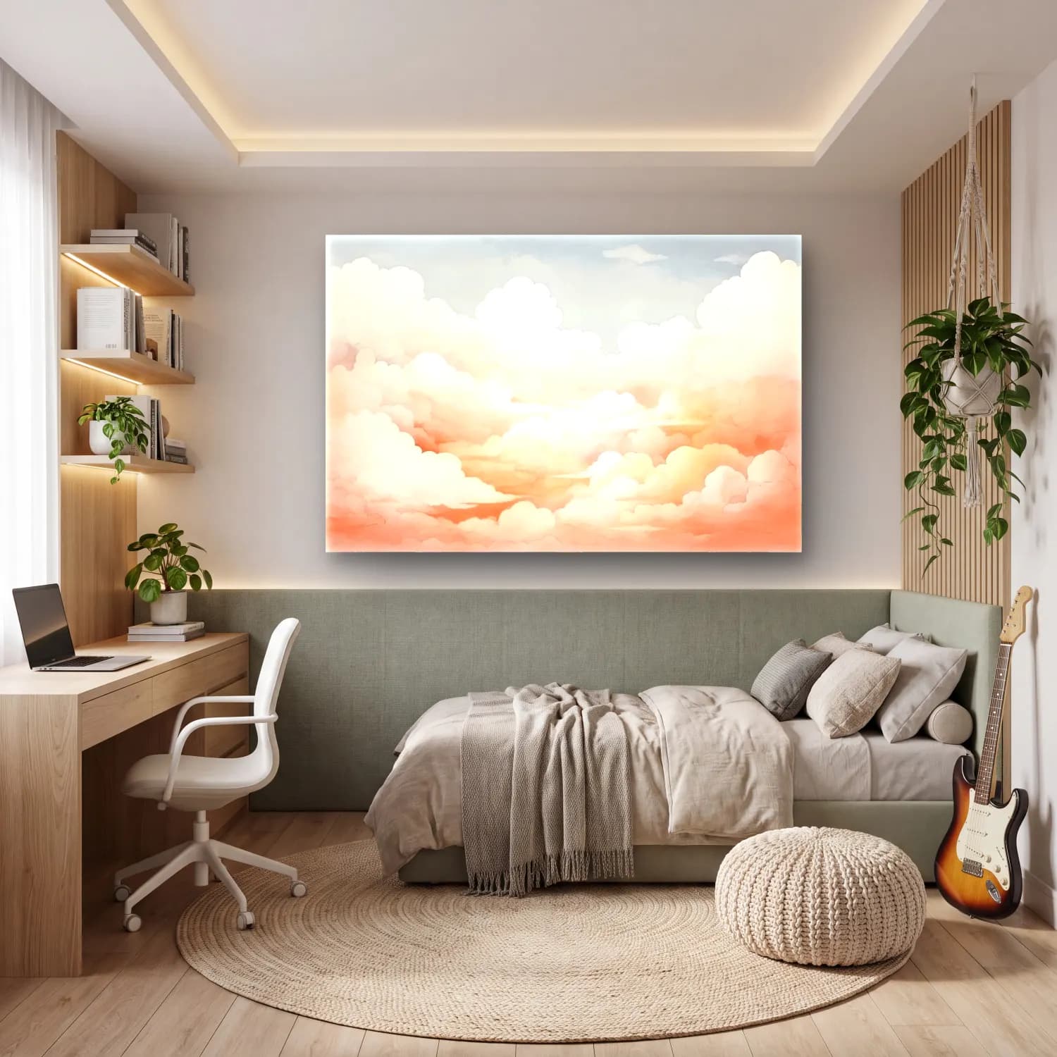 Pastel Gün Batımı Gökyüzü No. 3 cam tablo — genç odasında