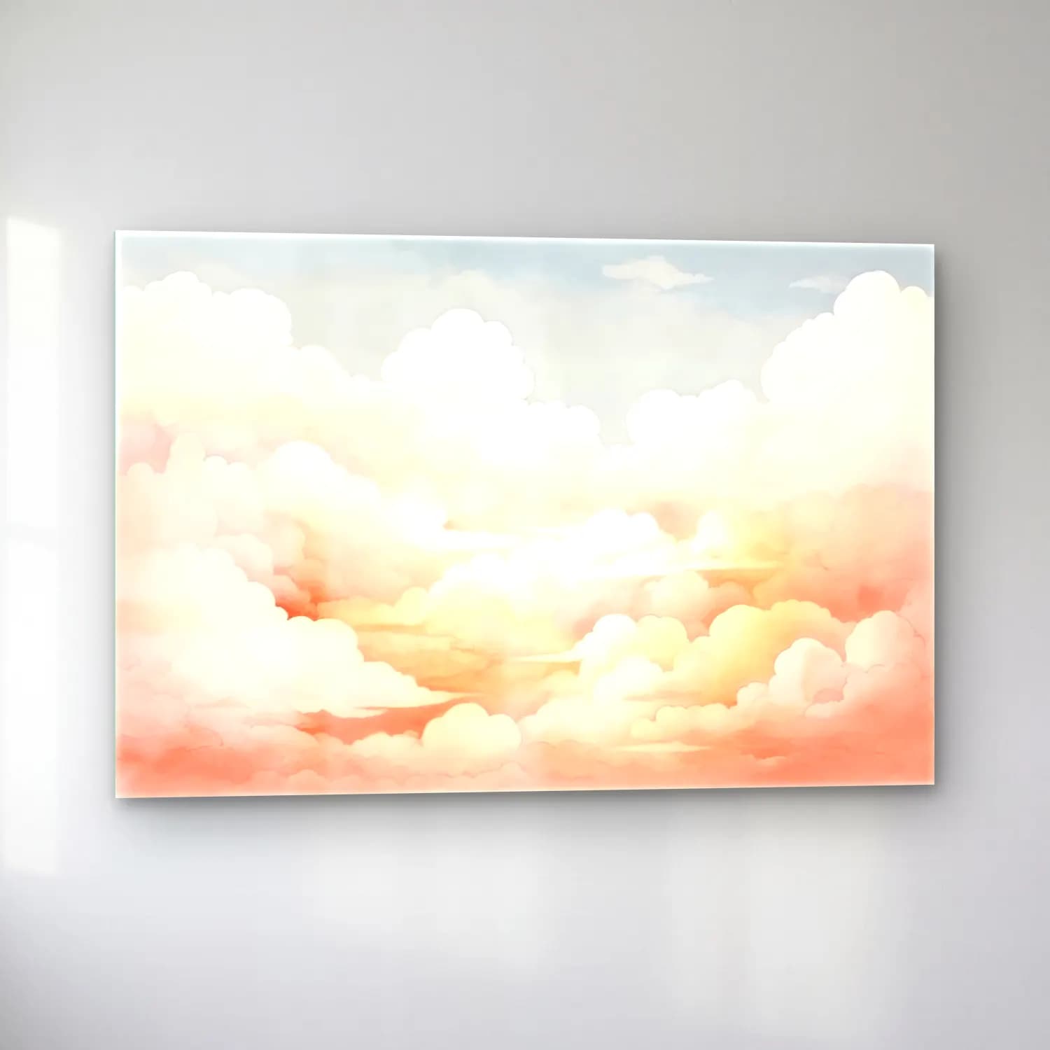 Pastel Gün Batımı Gökyüzü No. 3 cam tablo — sol açıdan görünüm