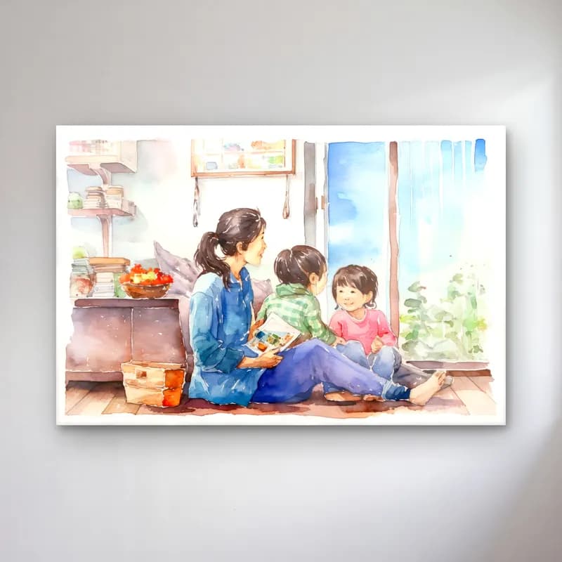 Suluboya Anne ve Çocuk No. 2 cam tablo — Suluboya Anne ve Çocuk No. 2 — suluboya anne ve çocuk