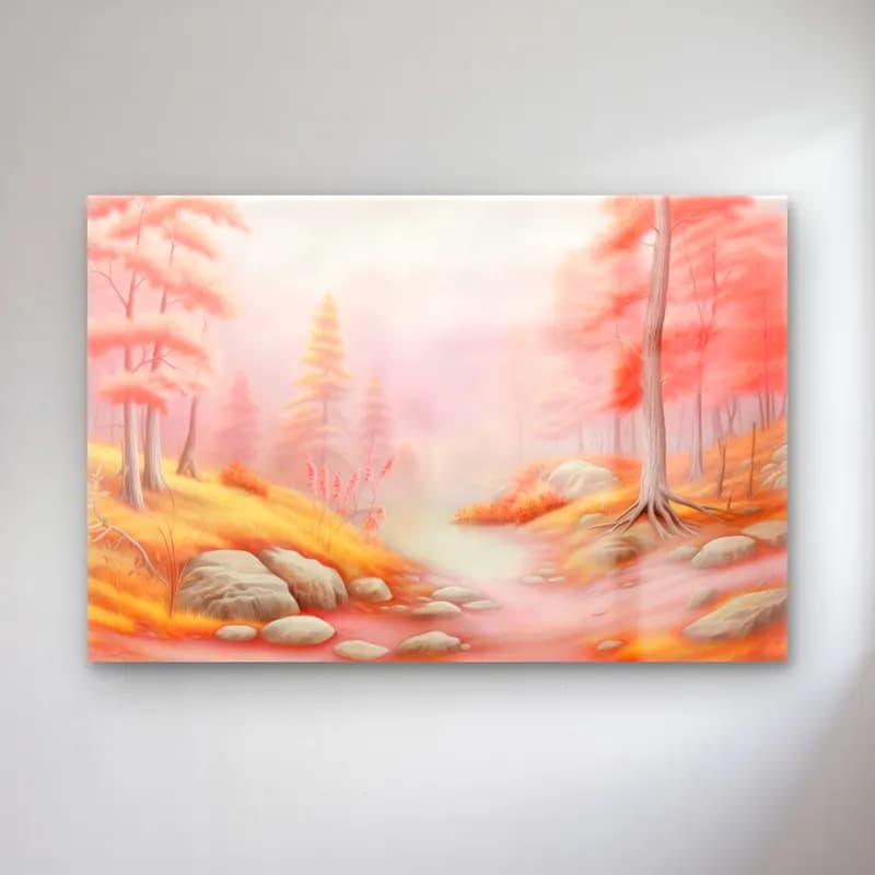 Pastel Sisli Orman – Pembe Tonlar cam tablo — Pastel Sisli Orman – Pembe Tonlar — pastel sisli orman