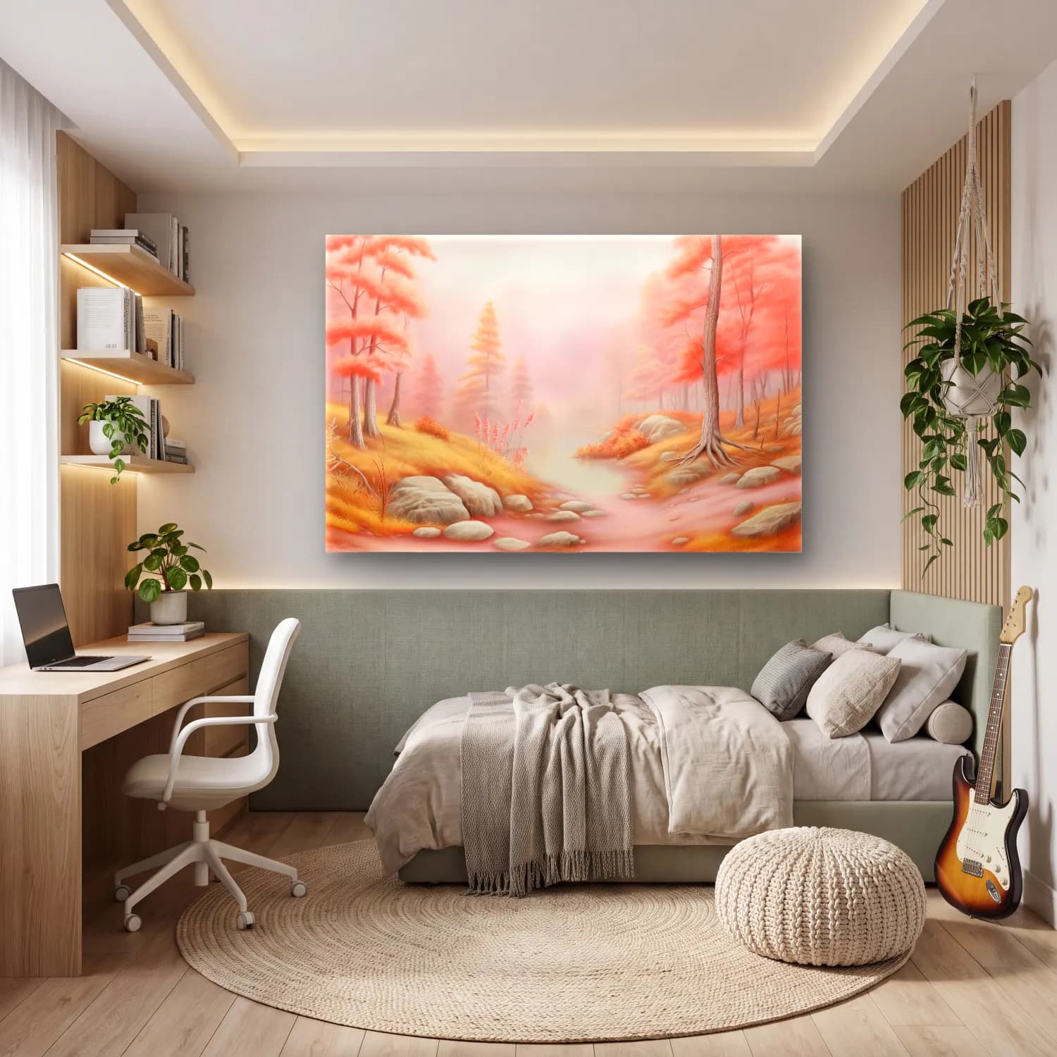 Pastel Sisli Orman – Pembe Tonlar cam tablo — genç odasında